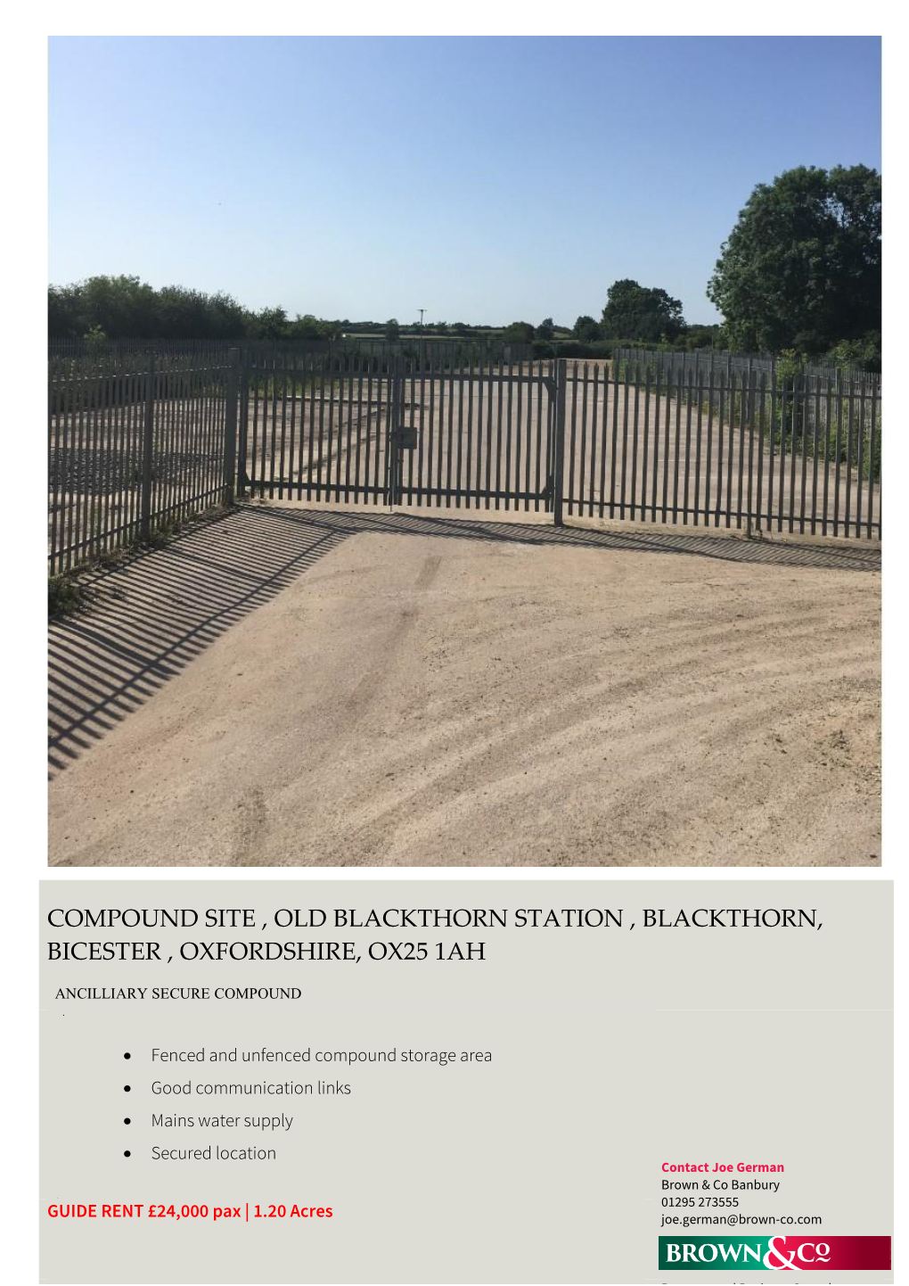 Compound Site , Old Blackthorn Station , Blackthorn, Bicester , Oxfordshire, Ox25 1Ah