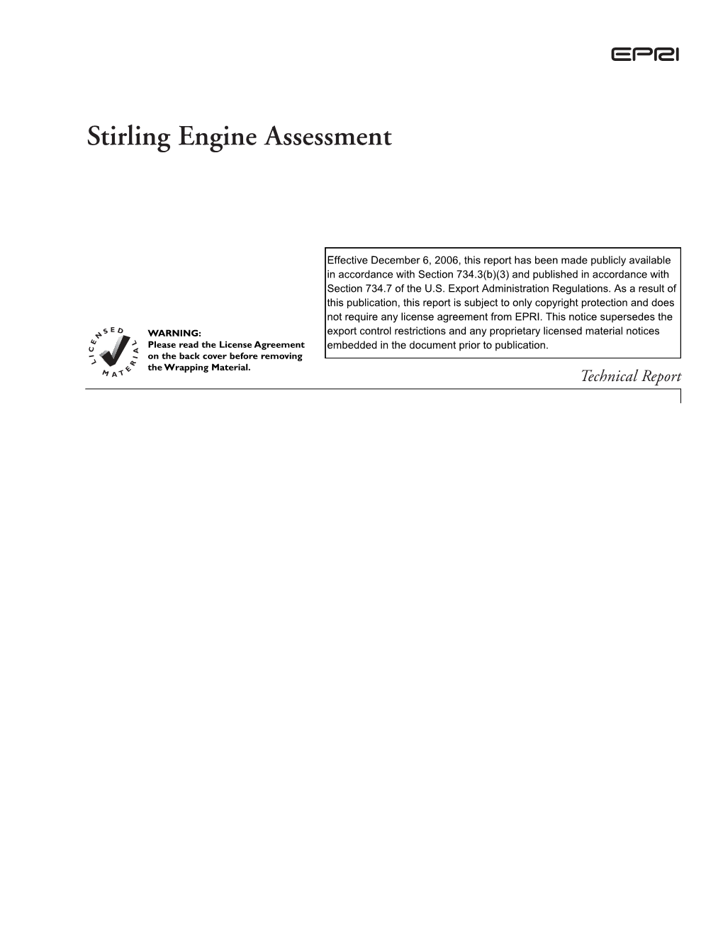 Stirling Engine Assessment