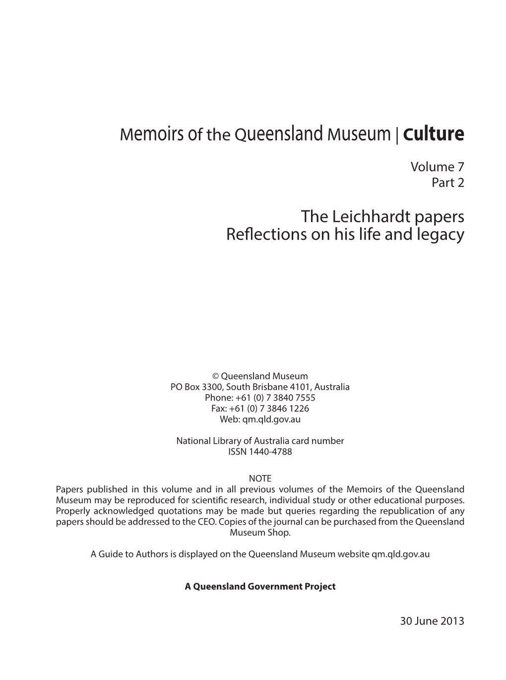 Memoirs of the Queensland Museum | Culture