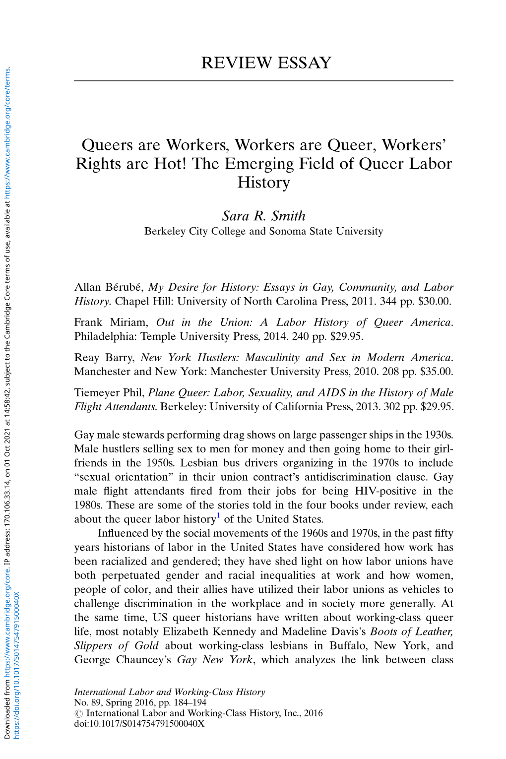 The Emerging Field of Queer Labor History