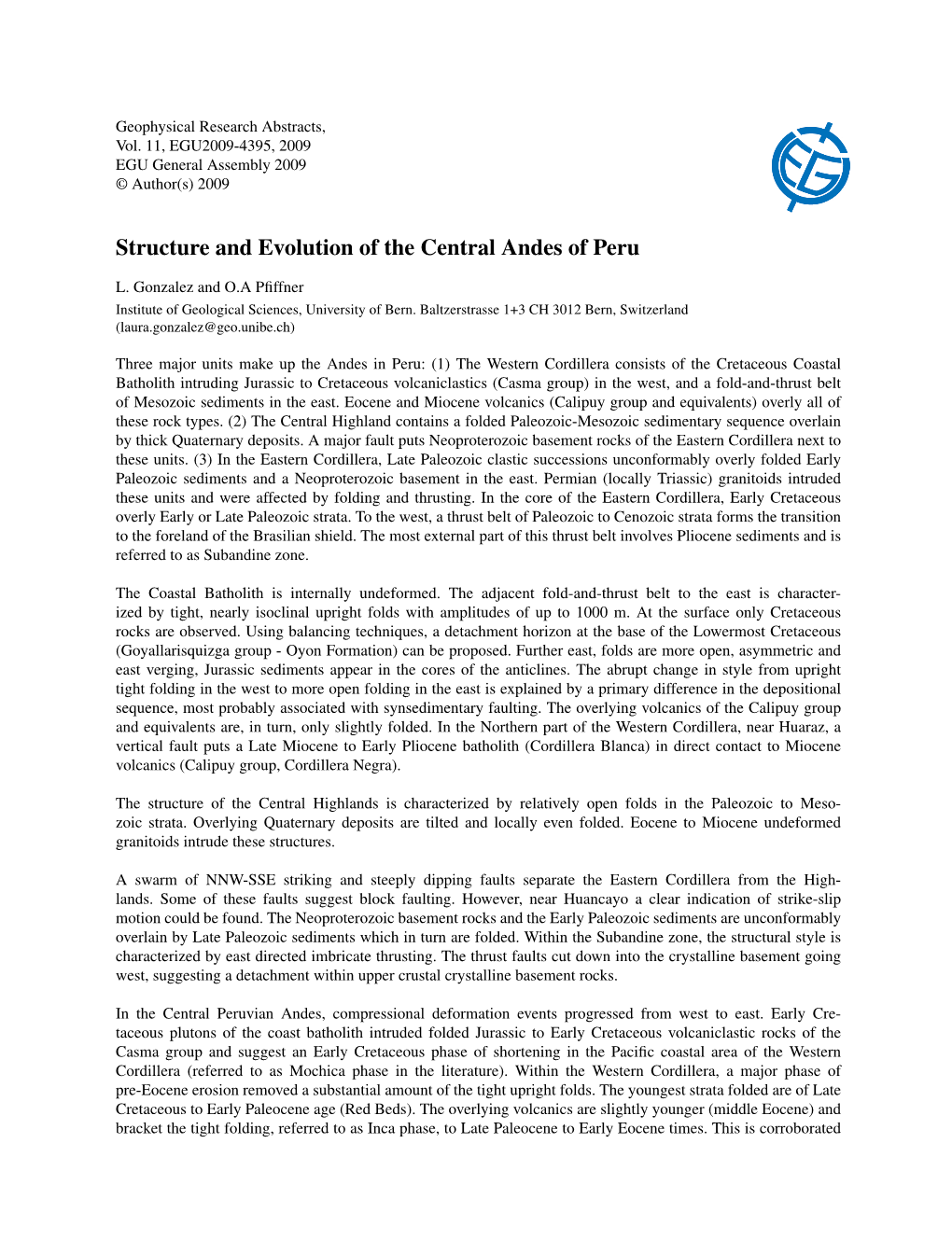 Structure and Evolution of the Central Andes of Peru