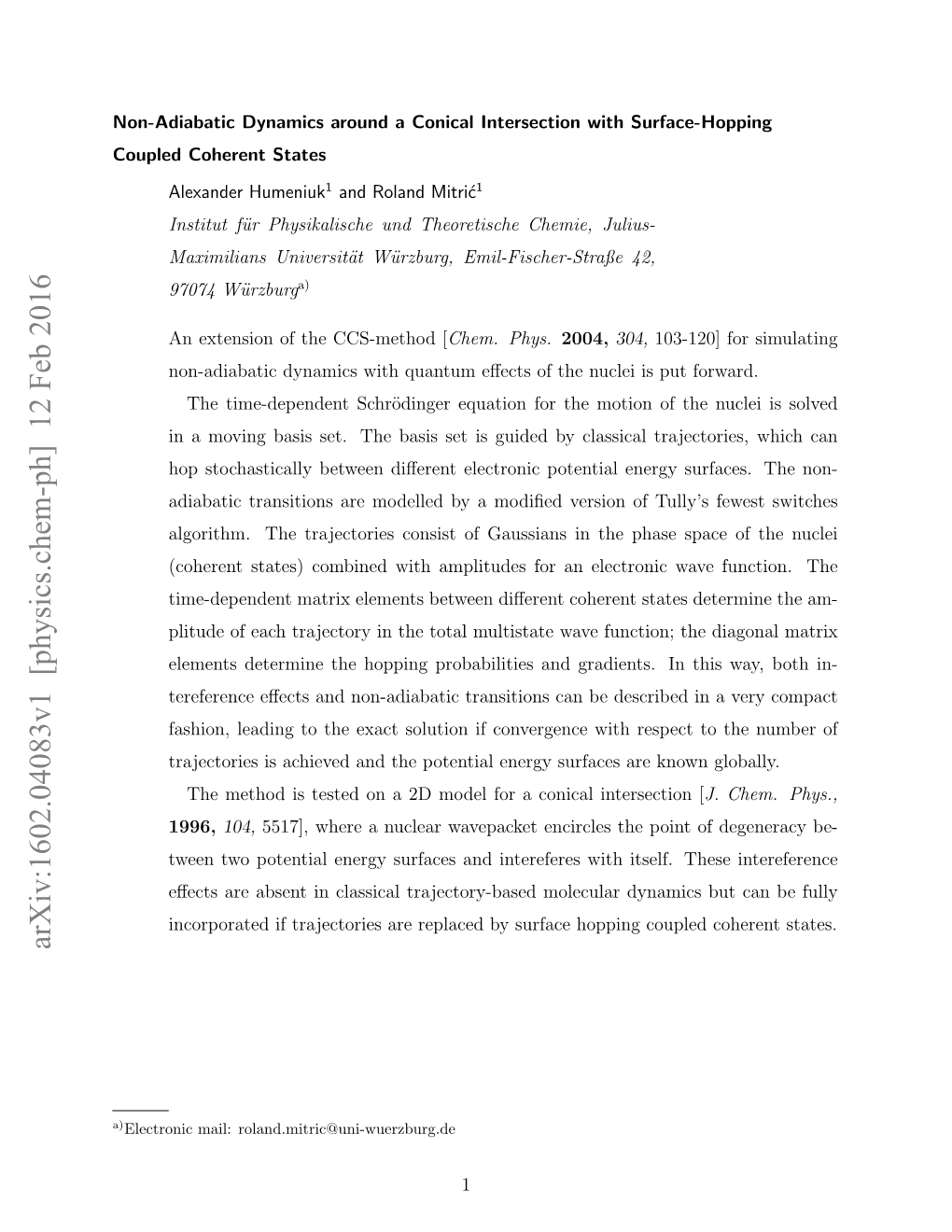 Non-Adiabatic Dynamics Around a Conical Intersection with Surface-Hopping Coupled Coherent States