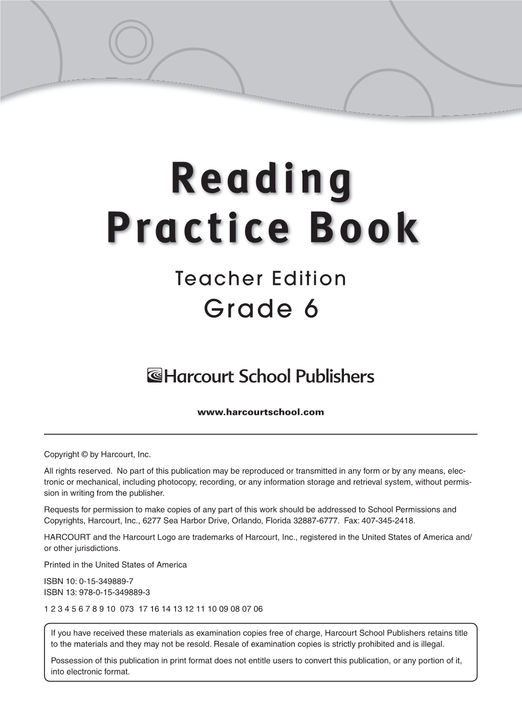 Reading Practice Book Teacher Edition Grade 6