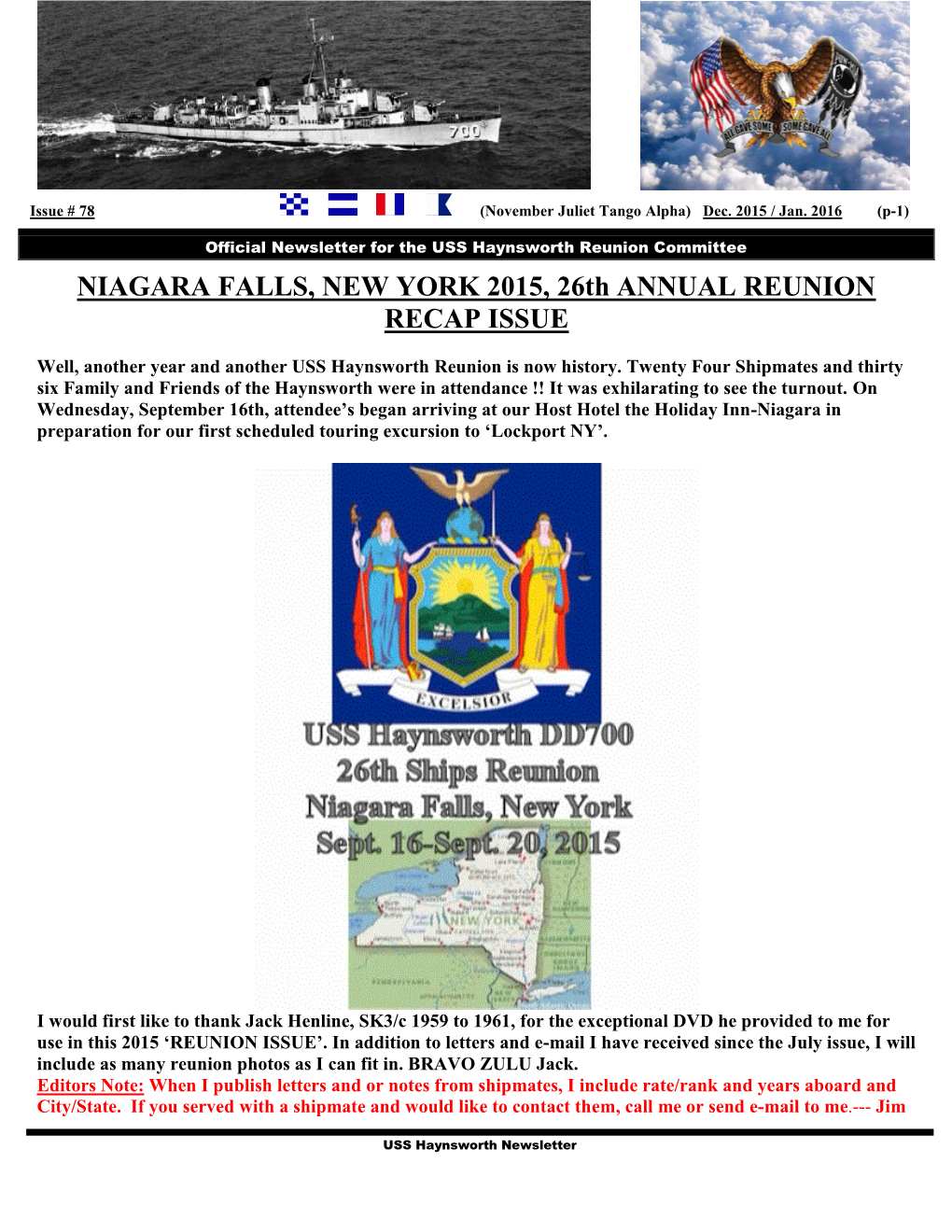 NIAGARA FALLS, NEW YORK 2015, 26Th ANNUAL REUNION RECAP ISSUE