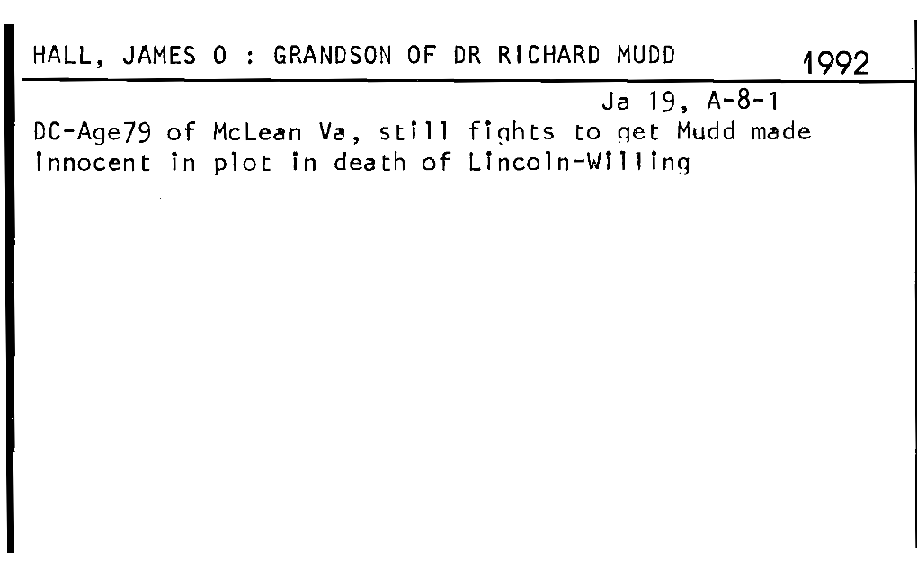 Innocent in Plot in Death of Lincoln-Willinq , JAIIES R.: UET
