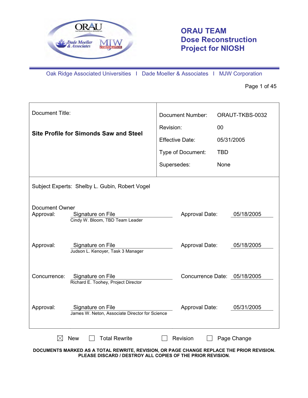 ORAU TEAM Dose Reconstruction Project for NIOSH