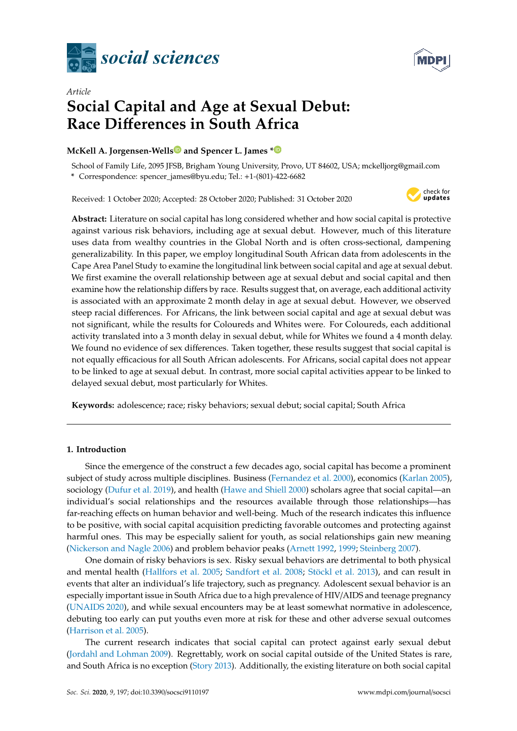 Social Capital and Age at Sexual Debut: Race Differences in South