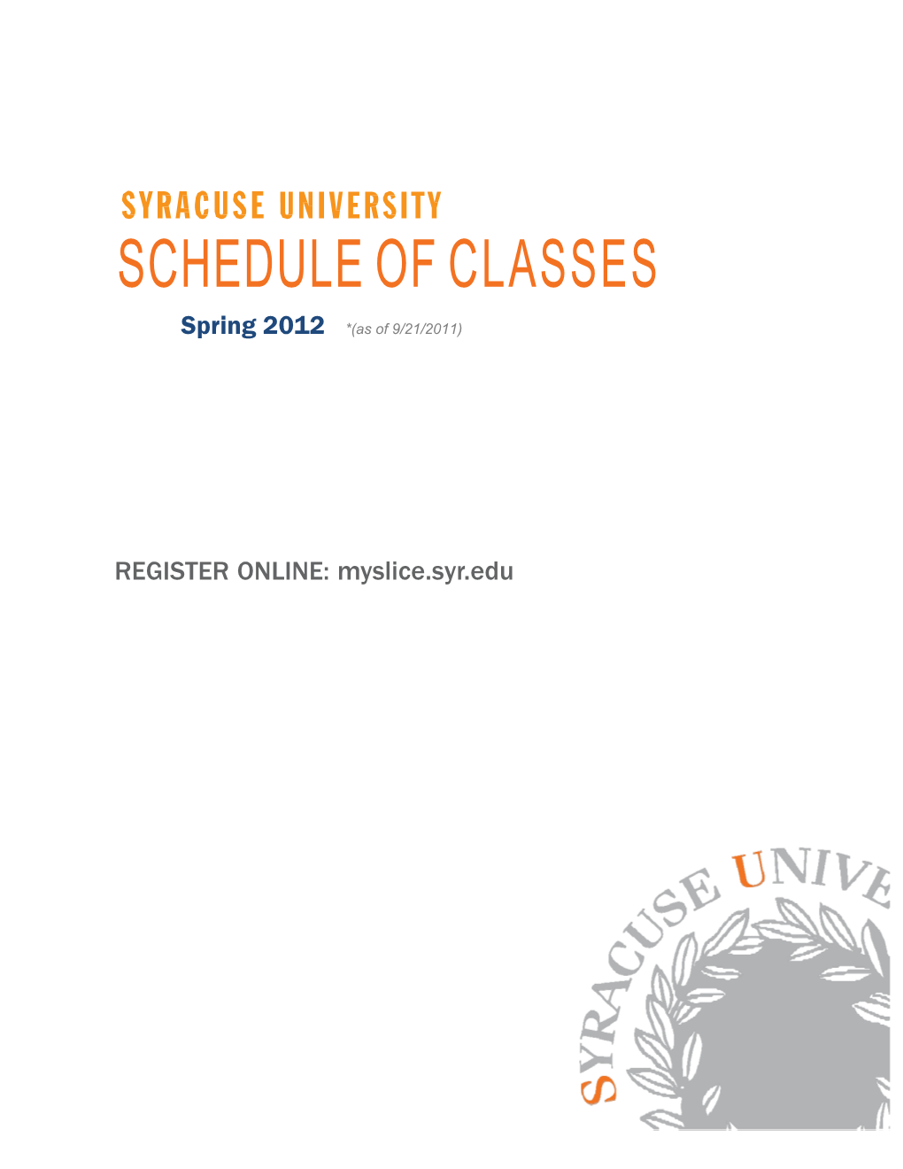 Schedule of Classes