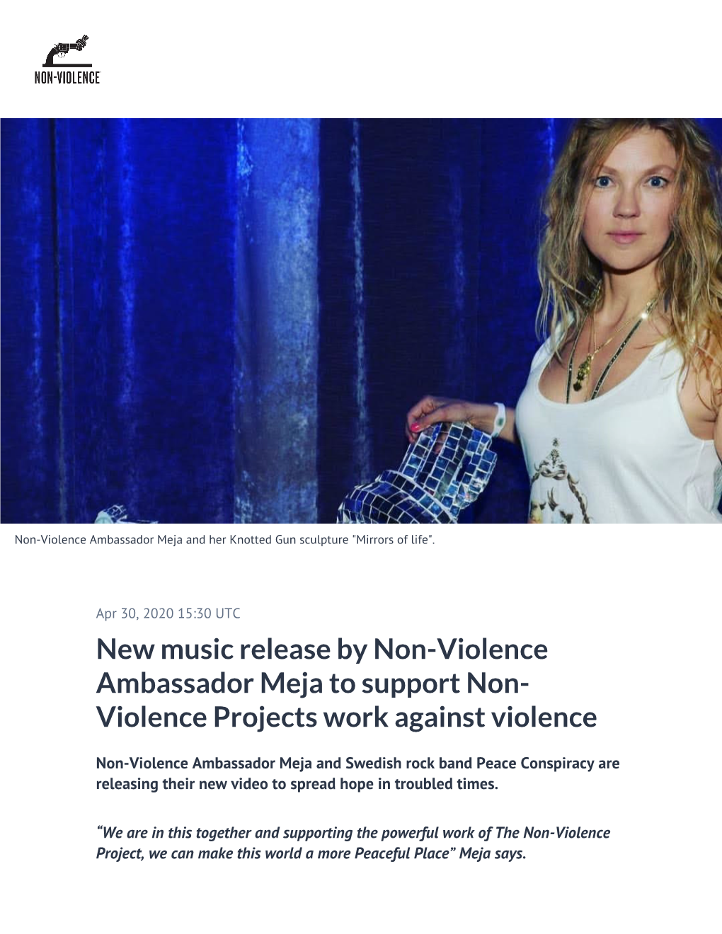 New Music Release by Non-Violence Ambassador Meja to Support Non- Violence Projects Work Against Violence