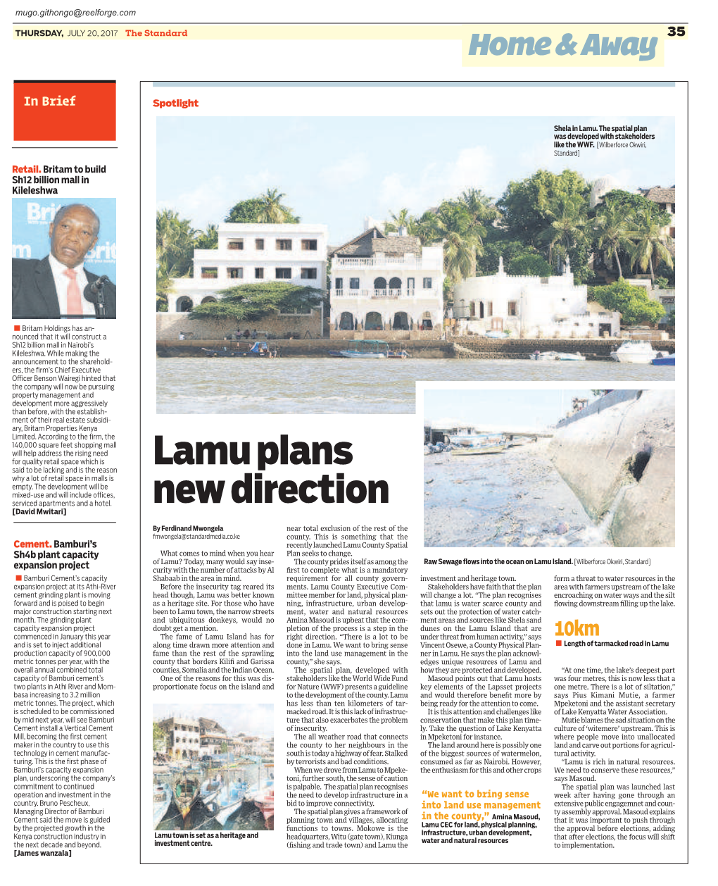 Lamu Plans New Direction