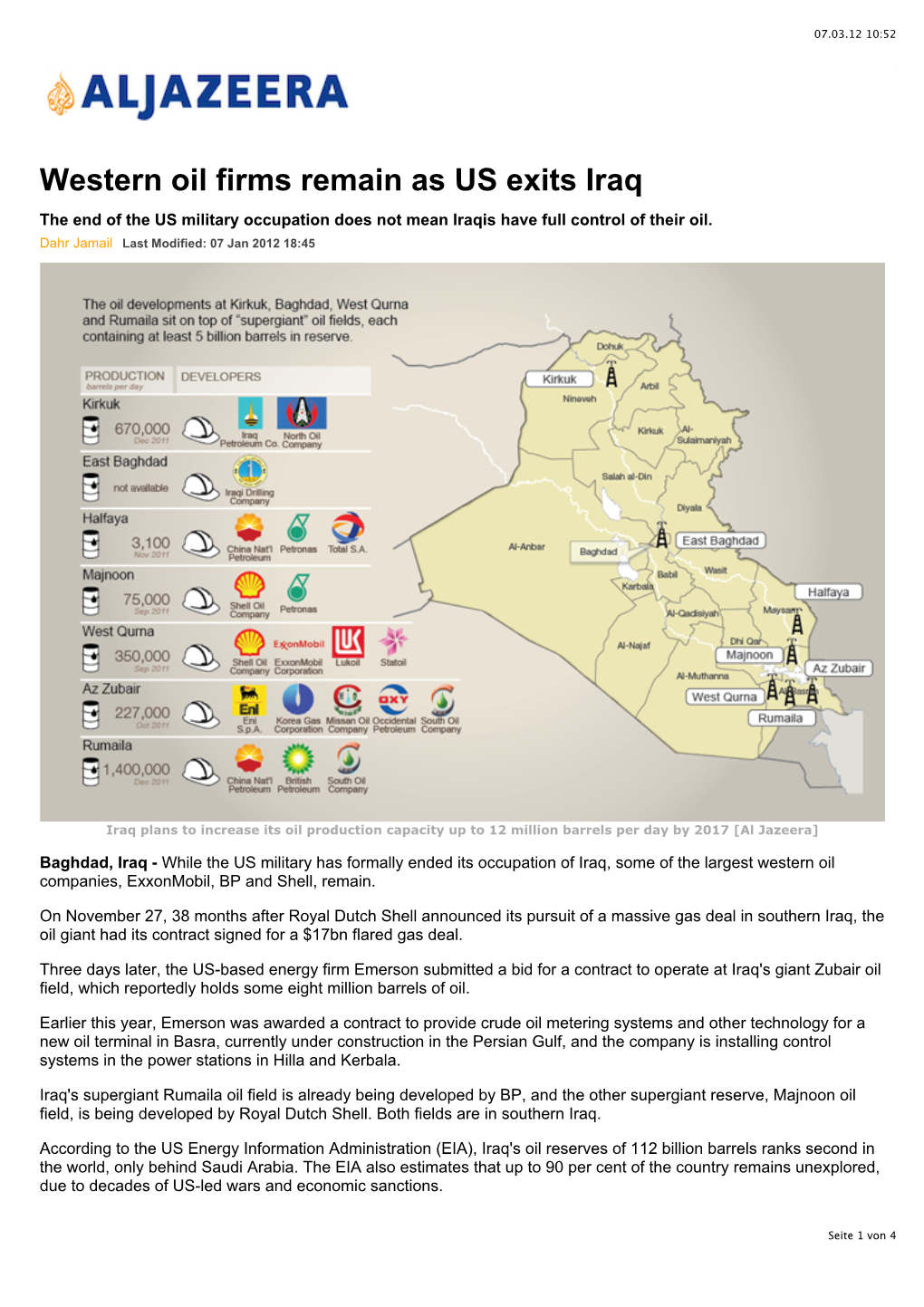 Western Oil Firms Remain As US Exits Iraq the End of the US Military Occupation Does Not Mean Iraqis Have Full Control of Their Oil