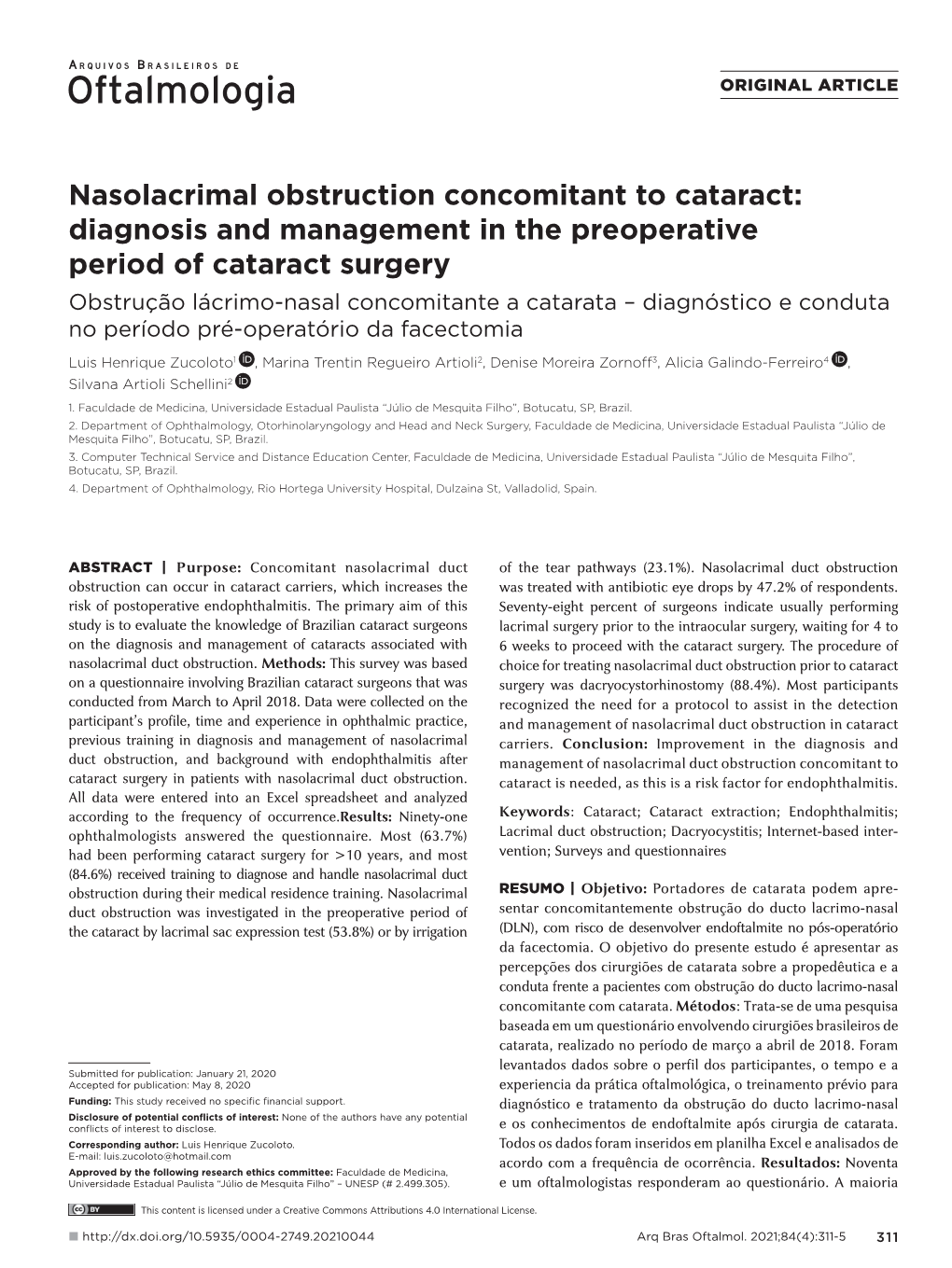 Nasolacrimal Obstruction Concomitant to Cataract: Diagnosis And
