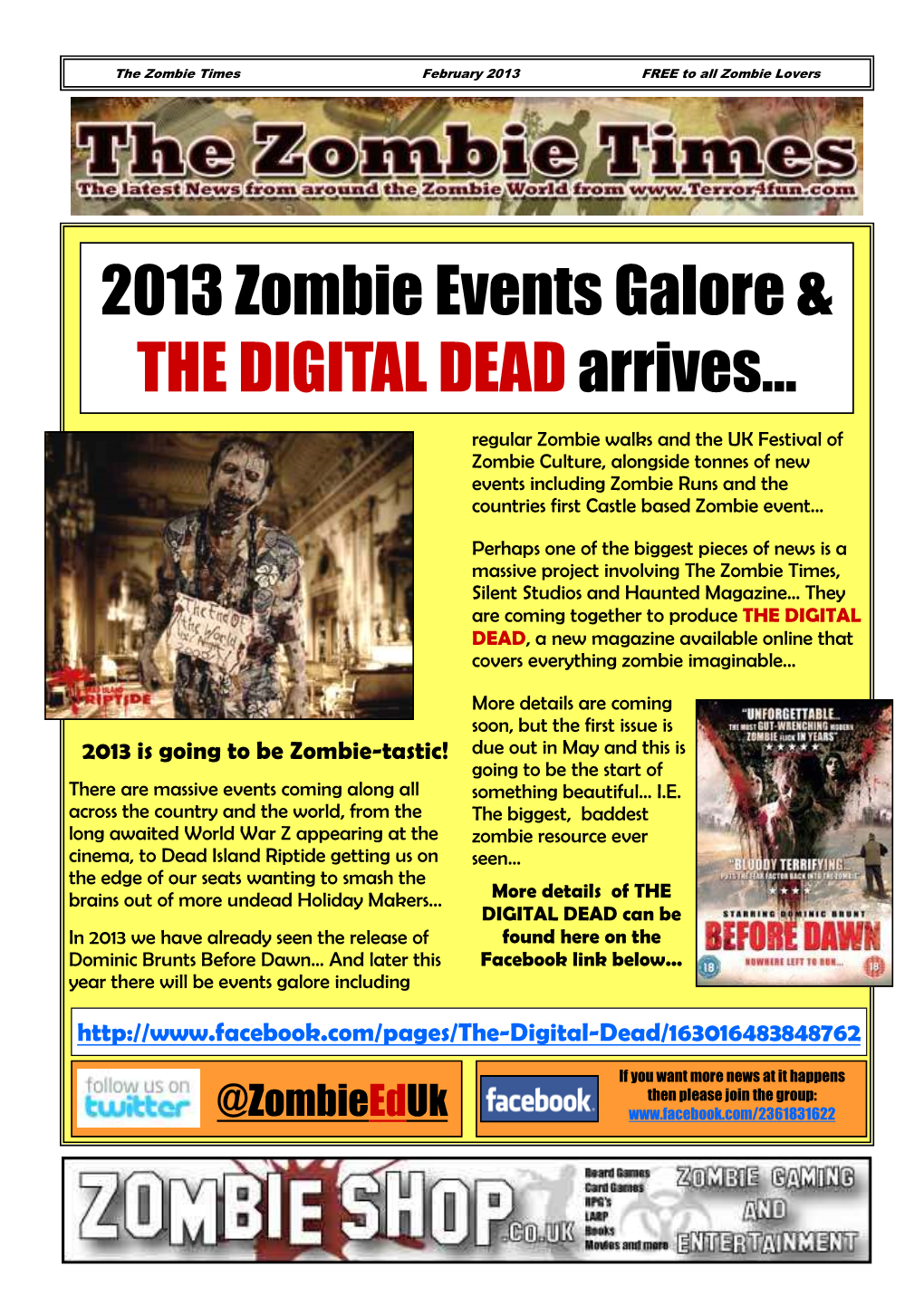 Zombie Times February 2013 FREE to All Zombie Lovers