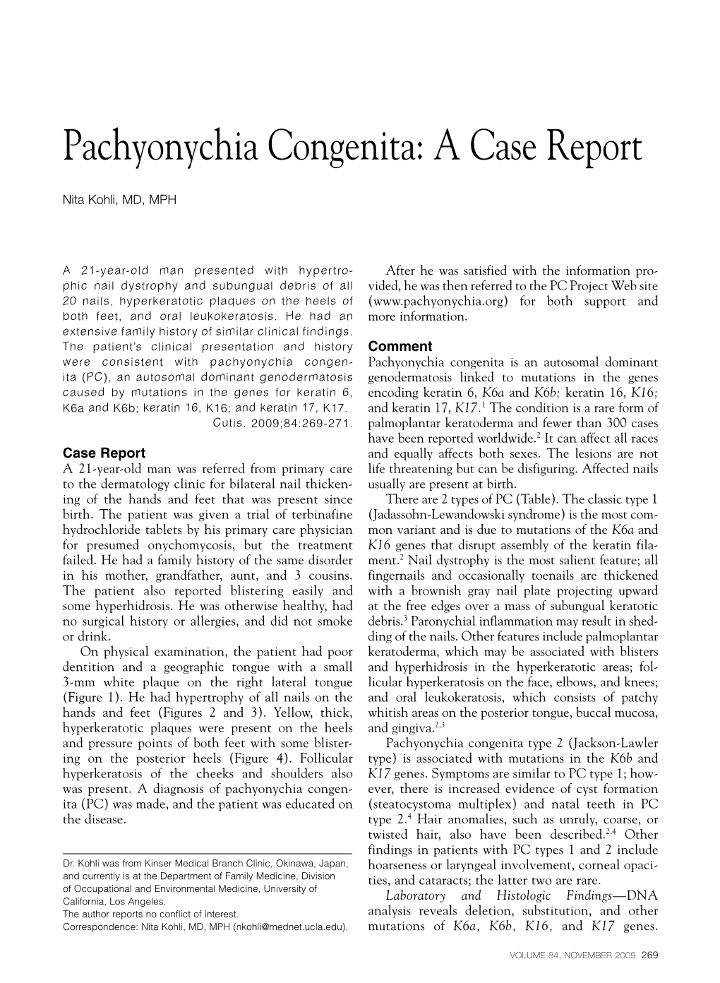 Pachyonychia Congenita: a Case Report