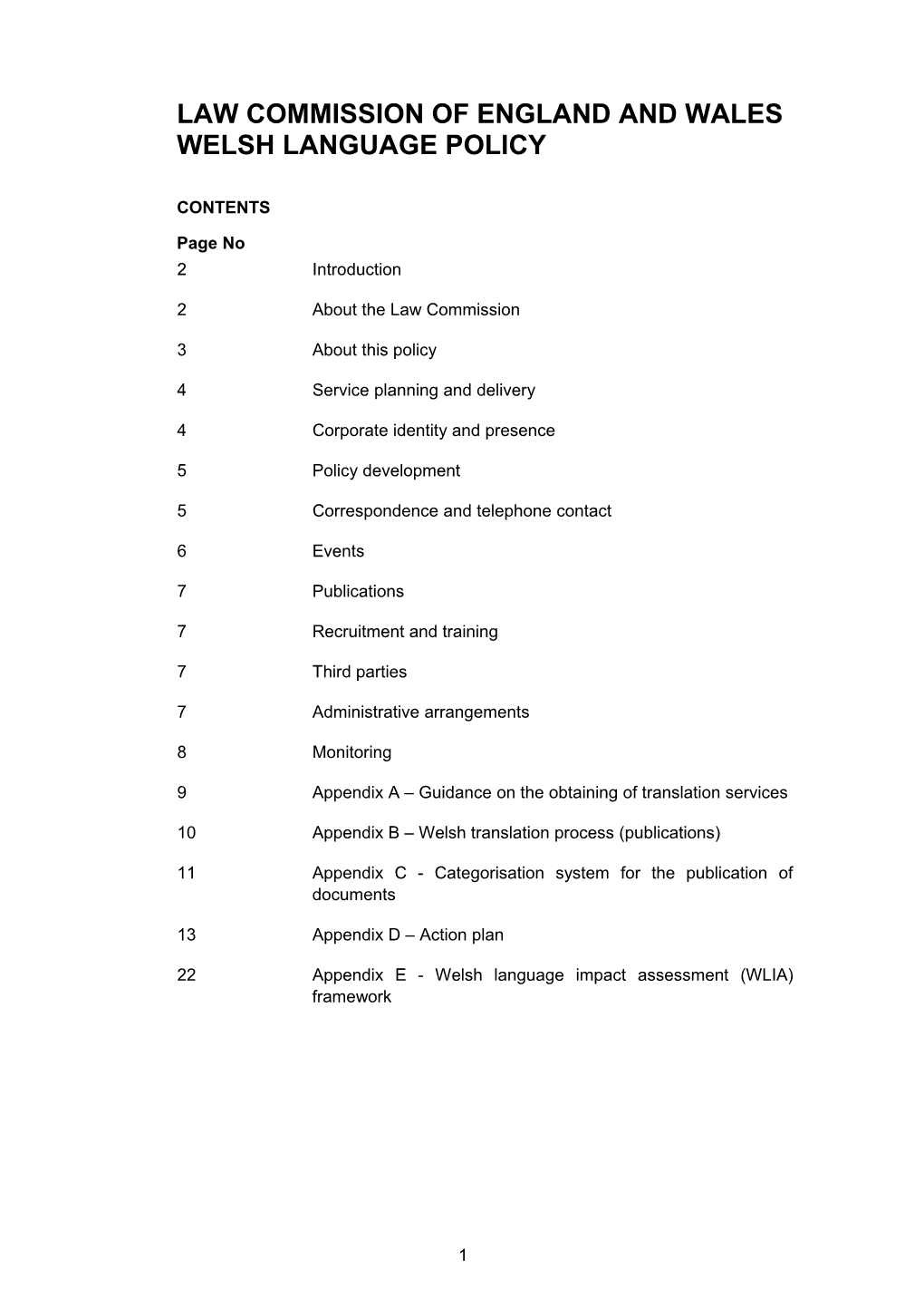 Law Commission of England and Wales Welsh Language POLICY