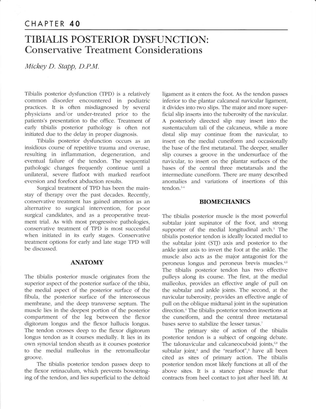 TIBIALIS POSTERIOR DYSFUNCTION: Conservative Tleatment Considerations