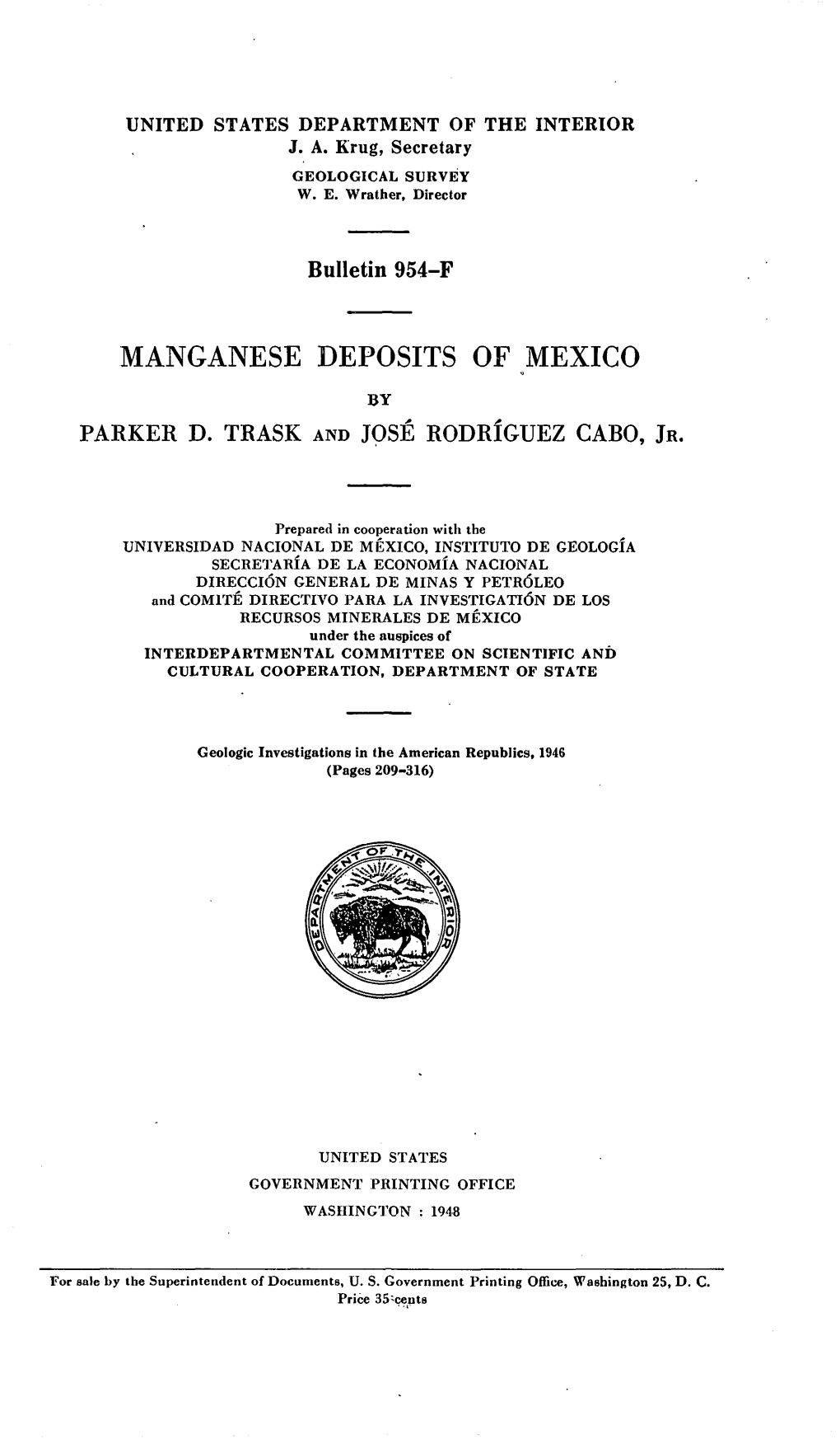 Manganese Deposits of Mexico