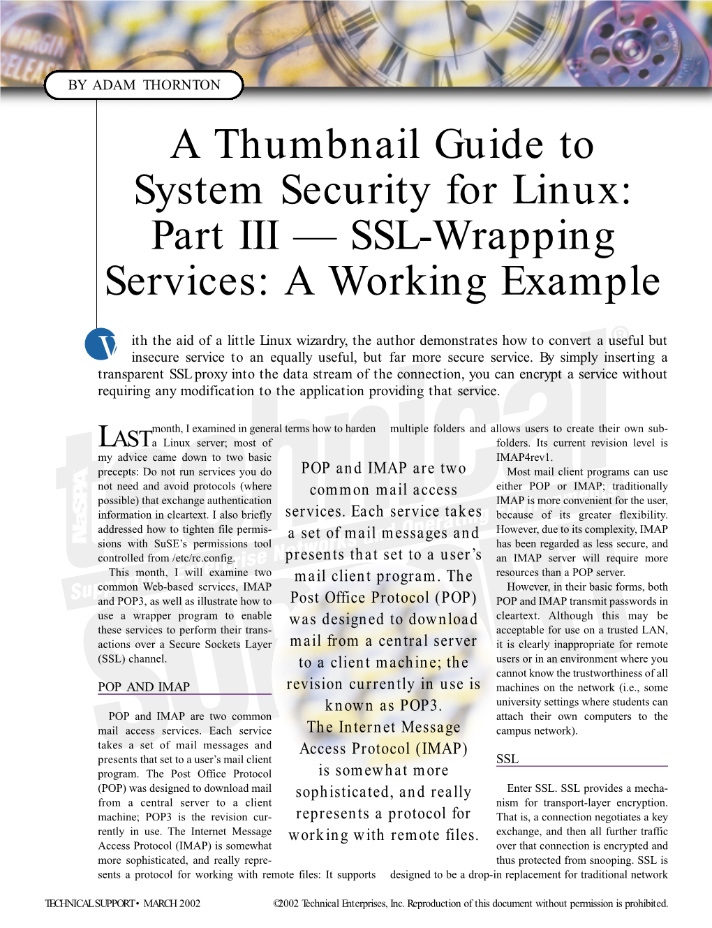 A Thumbnail Guide to System Security for Linux: Part III — SSL-Wrapping Services: a Working Example