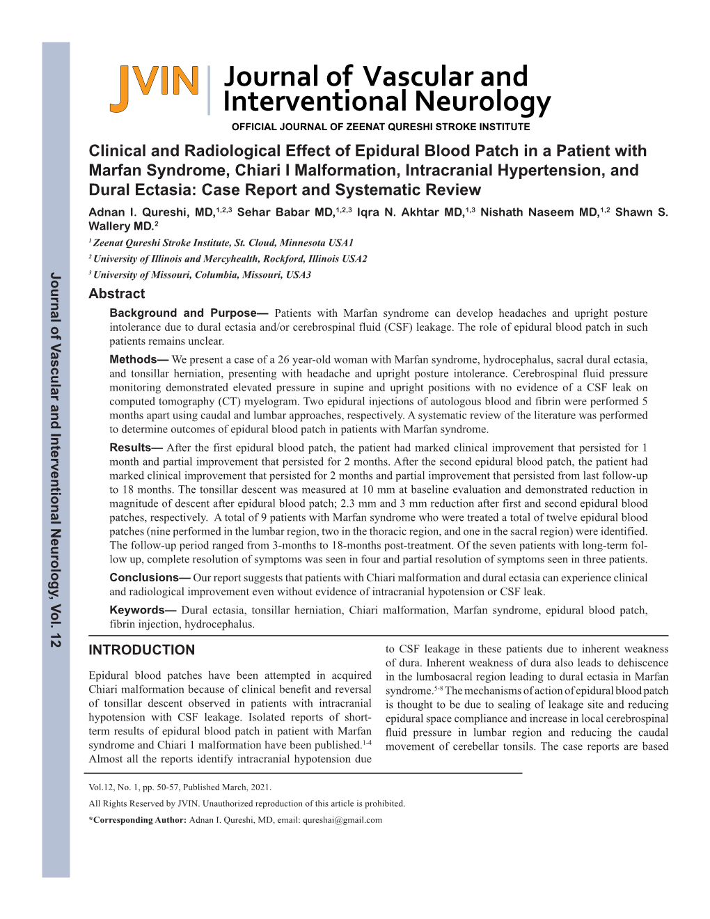 JVIN Journal of Vascular and Interventional Neurology