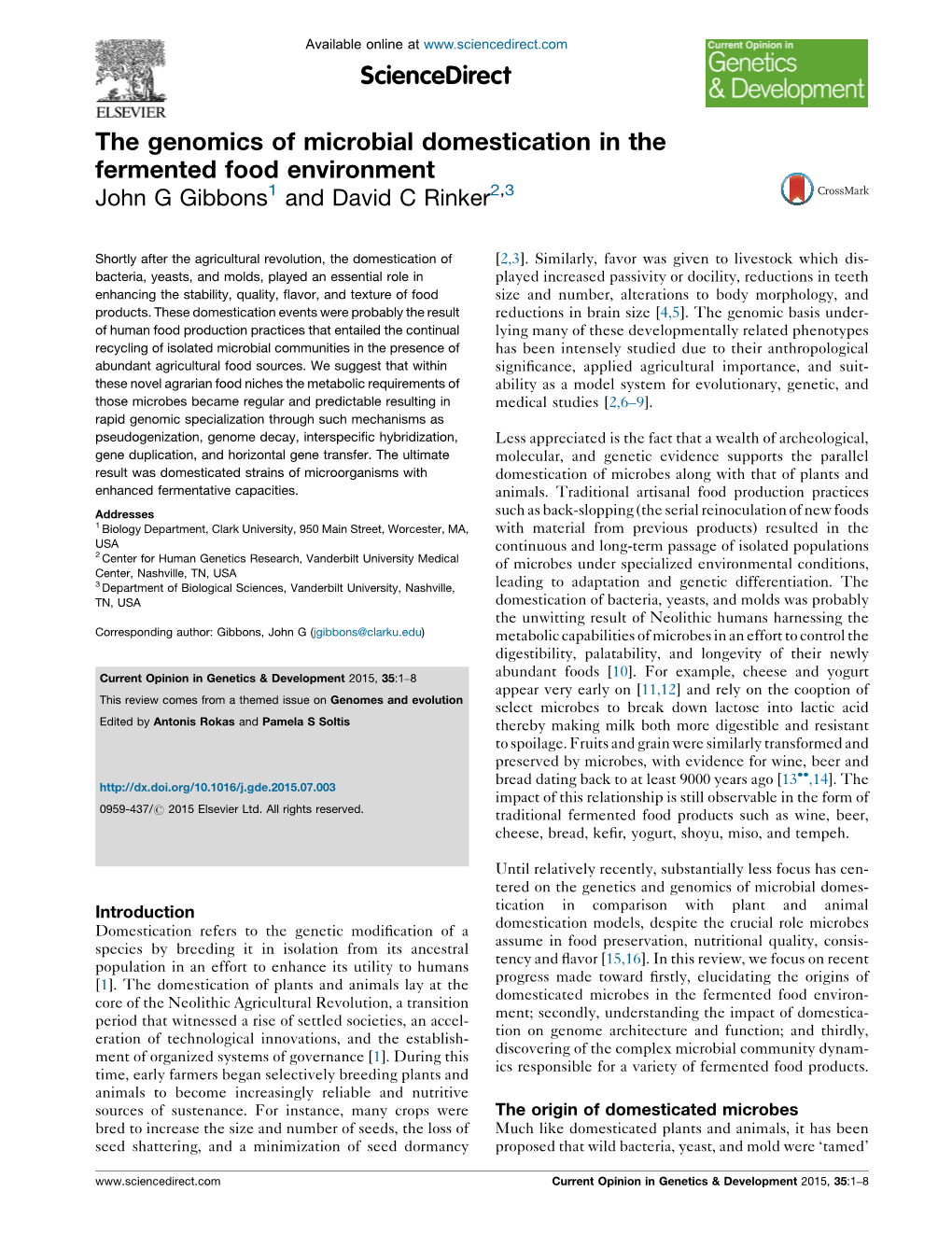 The Genomics of Microbial Domestication in the Fermented Food Environment