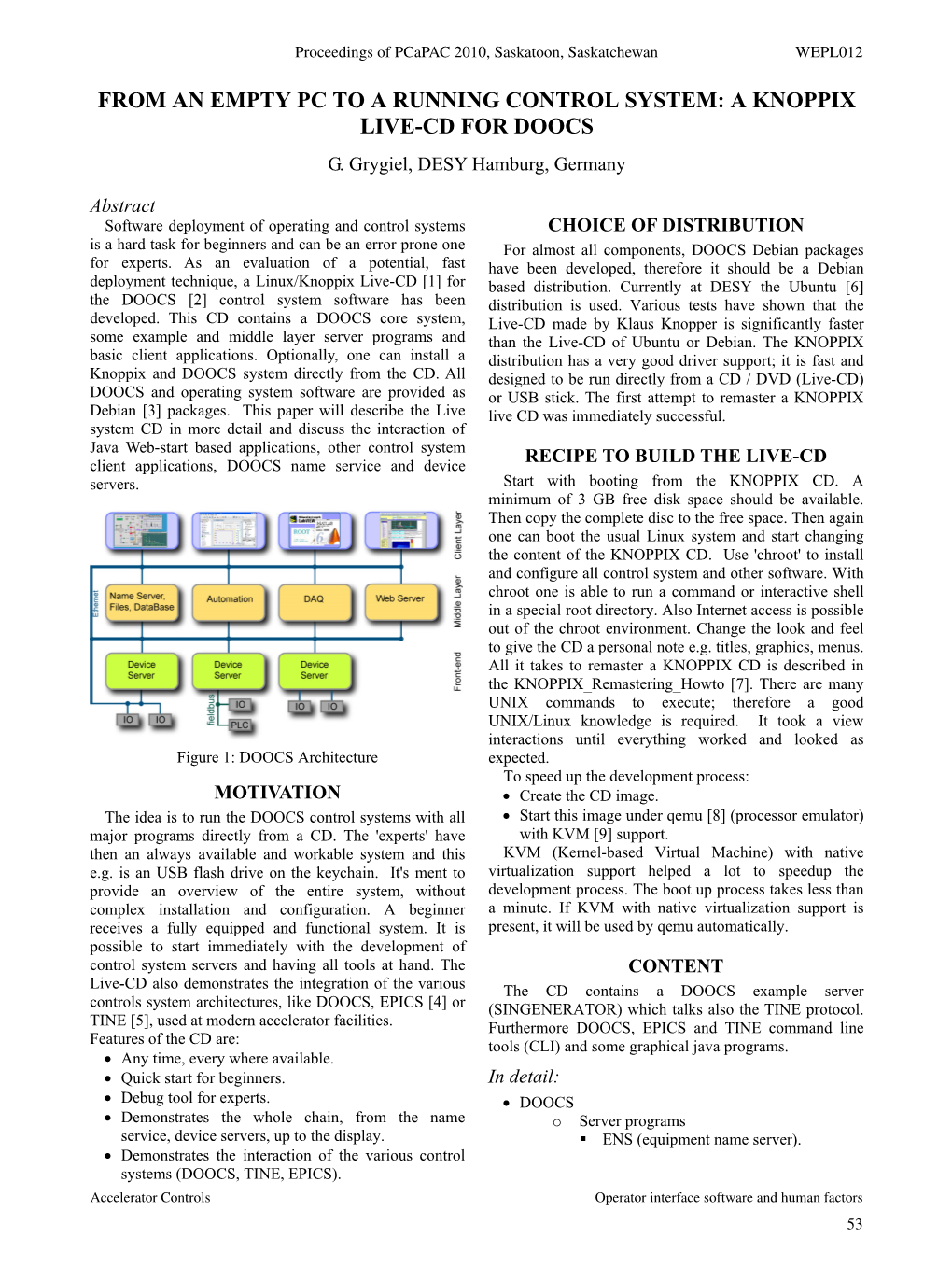 From an Empty Pc to a Running Control System: a Knoppix Live-Cd for Doocs G