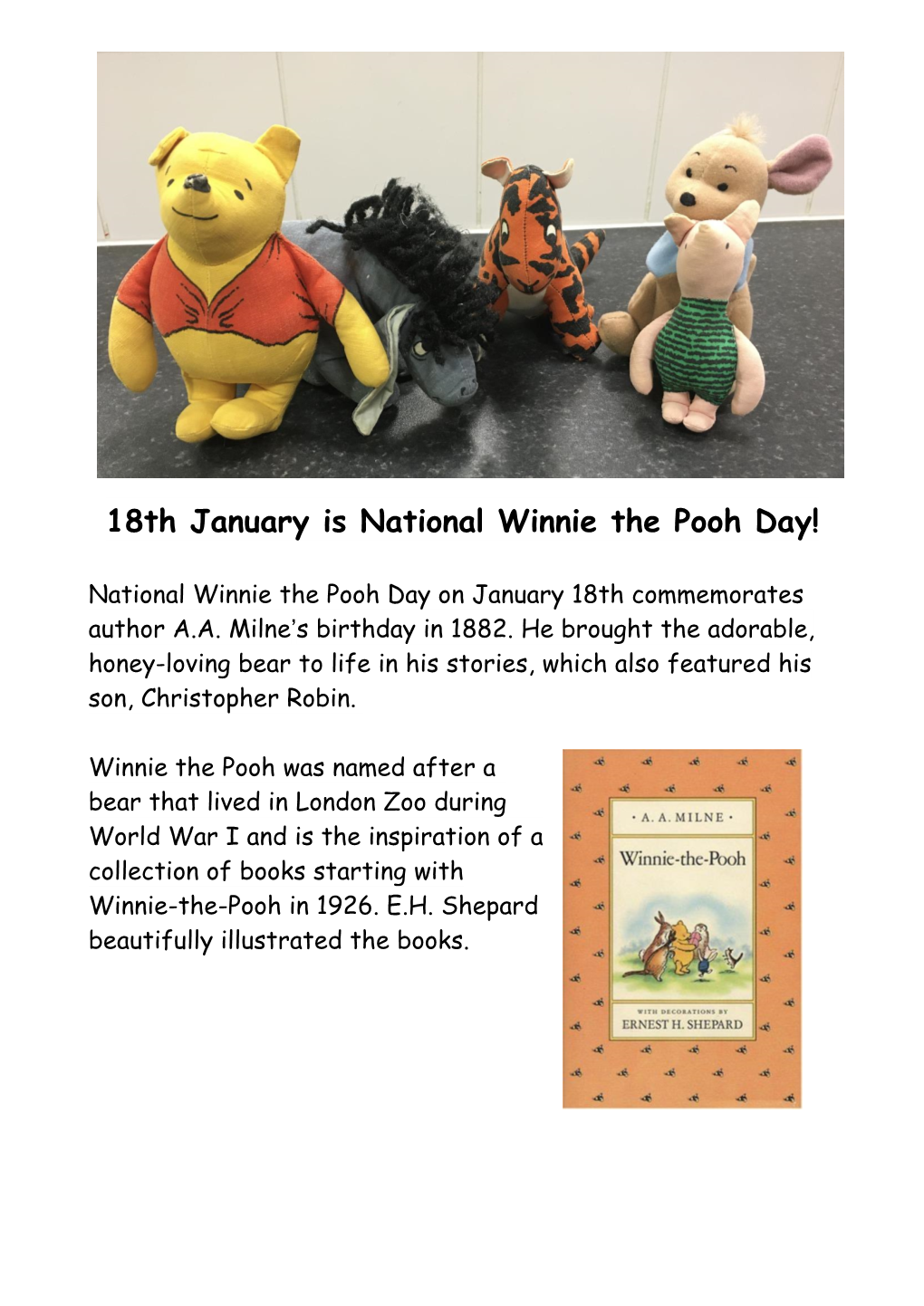 18Th January Is National Winnie the Pooh Day!