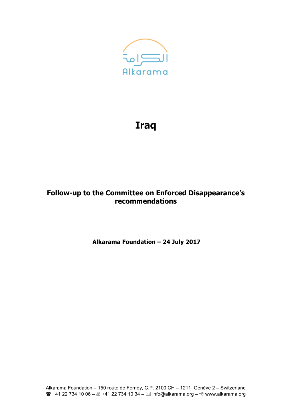 Follow-Up to the Committee on Enforced Disappearance's