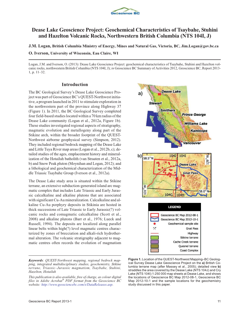 Geochemical Characteristics of Tsaybahe, Stuhini and Hazelton Volcanic Rocks, Northwestern British Columbia (NTS 104I, J)