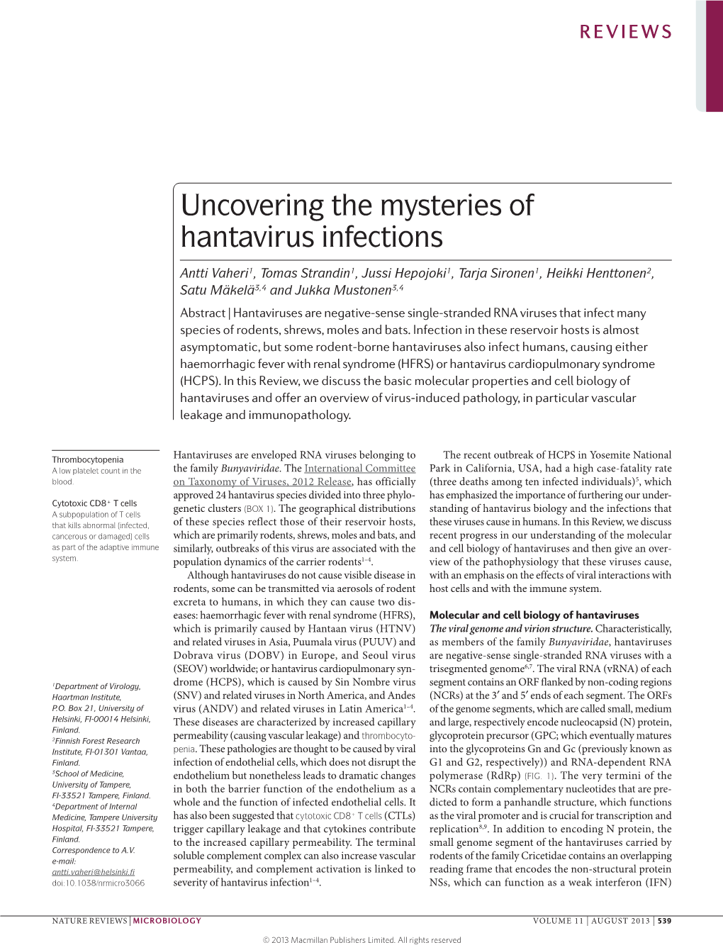 Uncovering the Mysteries of Hantavirus Infections