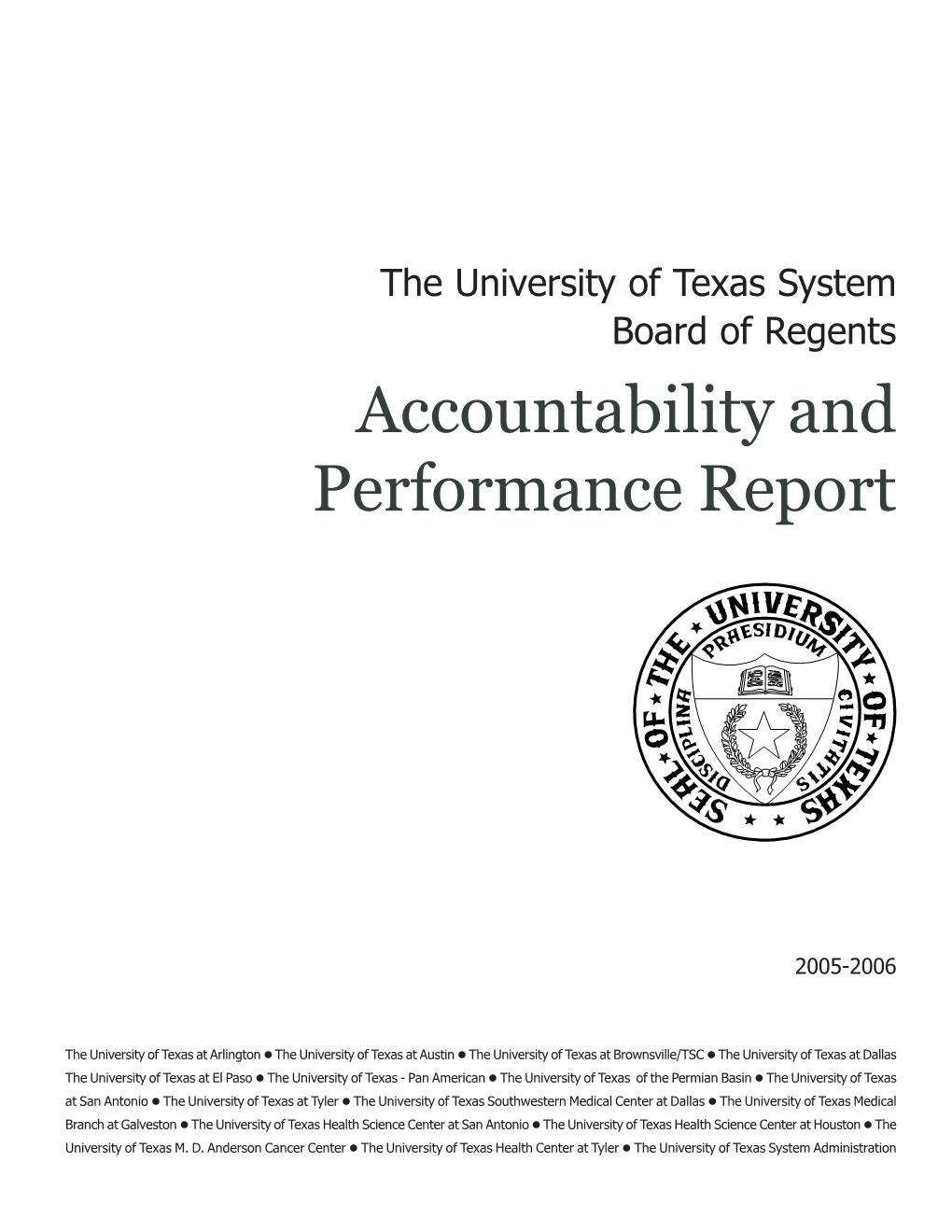 UT System Accountability and Performance Report