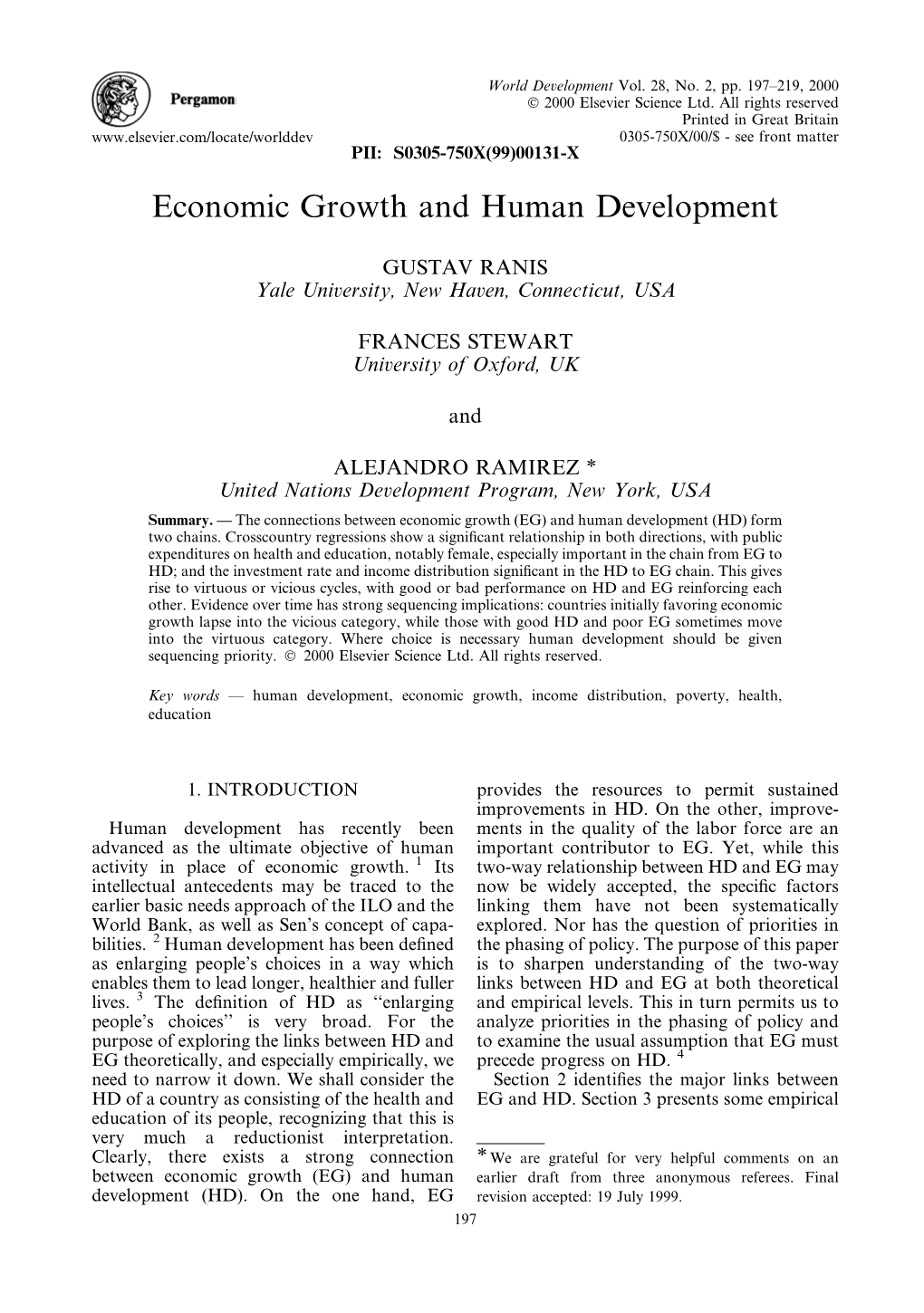 Economic Growth and Human Development