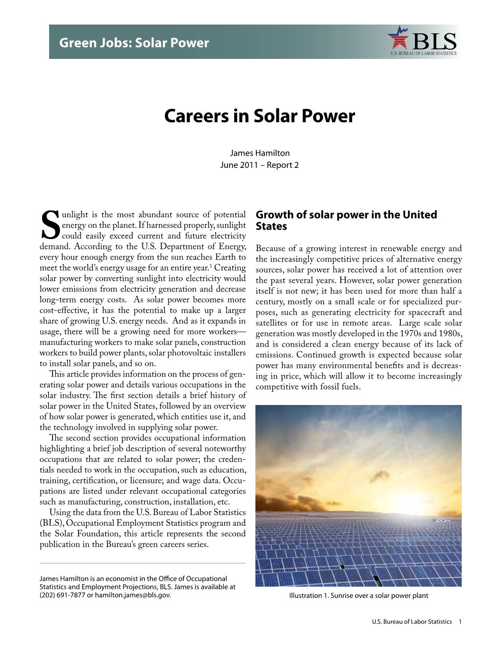 Green Jobs: Solar Power U.S