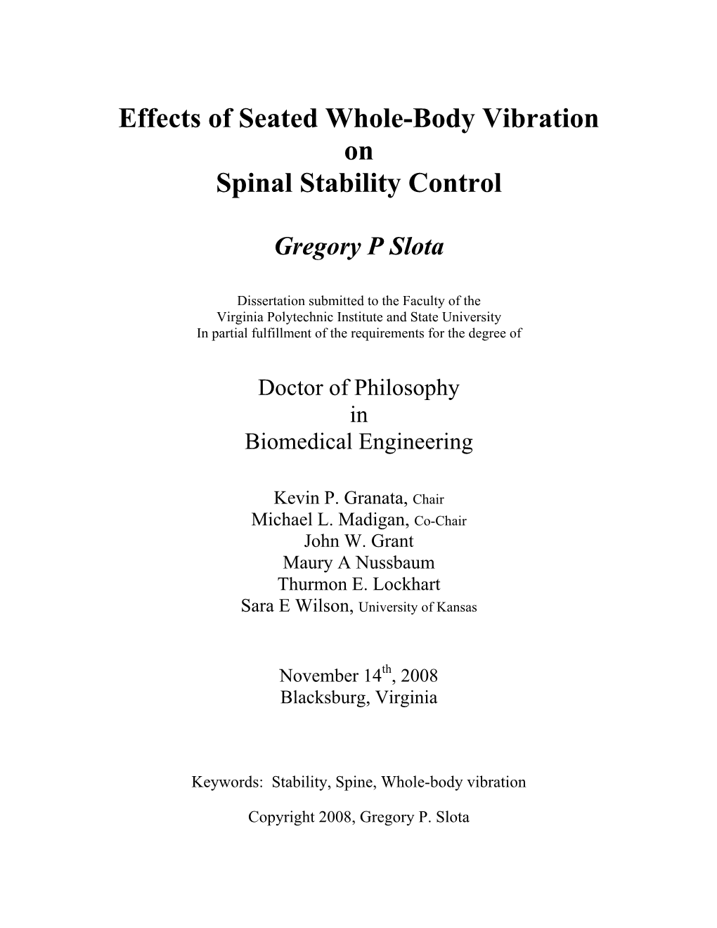 Effects of Seated Whole-Body Vibration