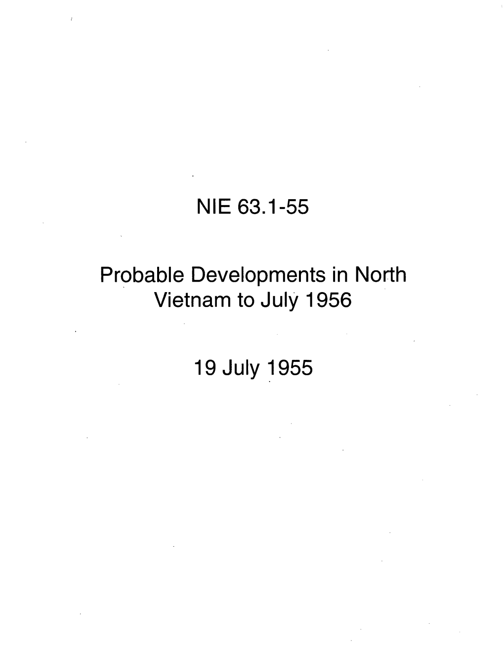 Pr~Bable Developments in North Vietnam to July 1956