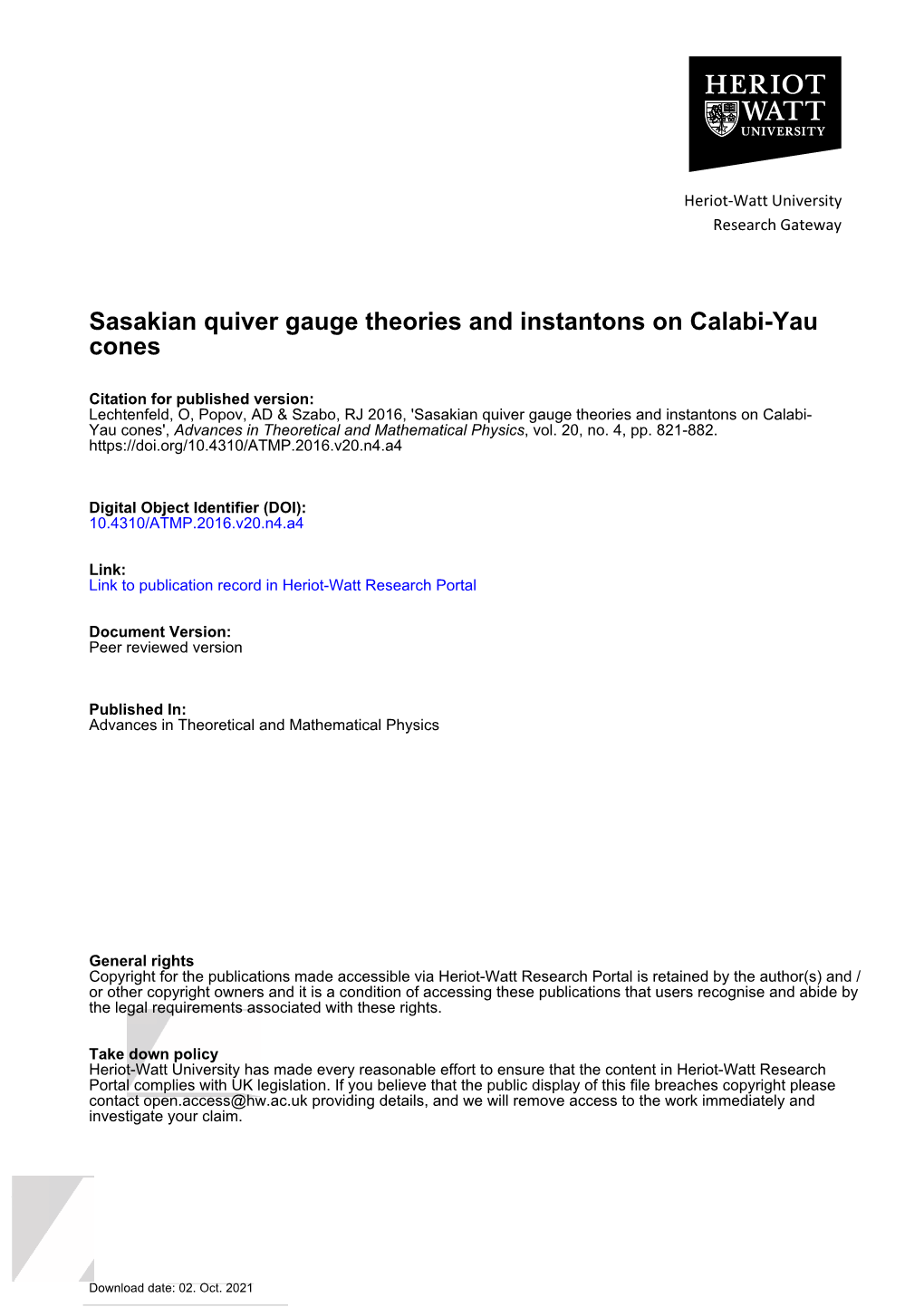 Sasakian Quiver Gauge Theories and Instantons on Calabi-Yau Cones