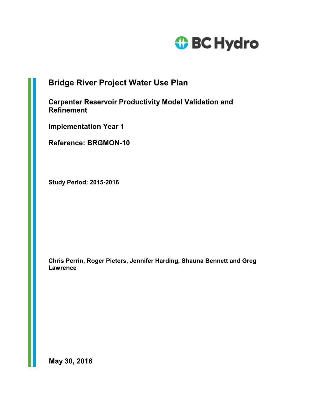 BRGMON-10 | Carpenter Reservoir Productivity Model