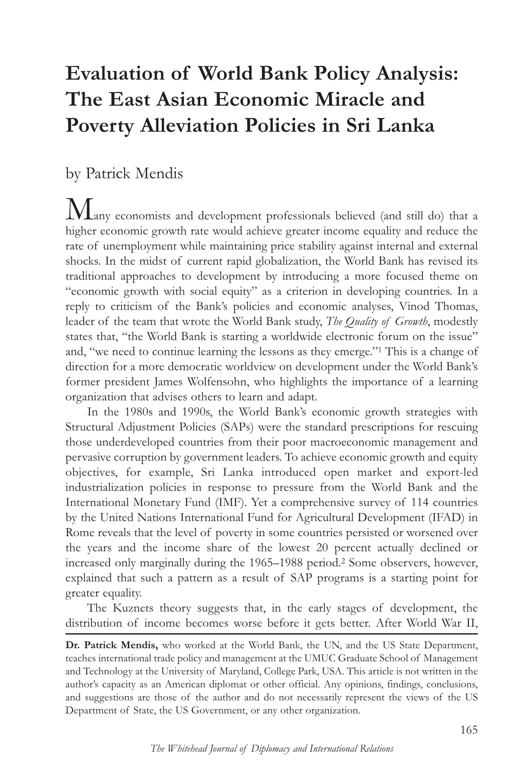 The East Asian Economic Miracle and Poverty Alleviation Policies in Sri Lanka