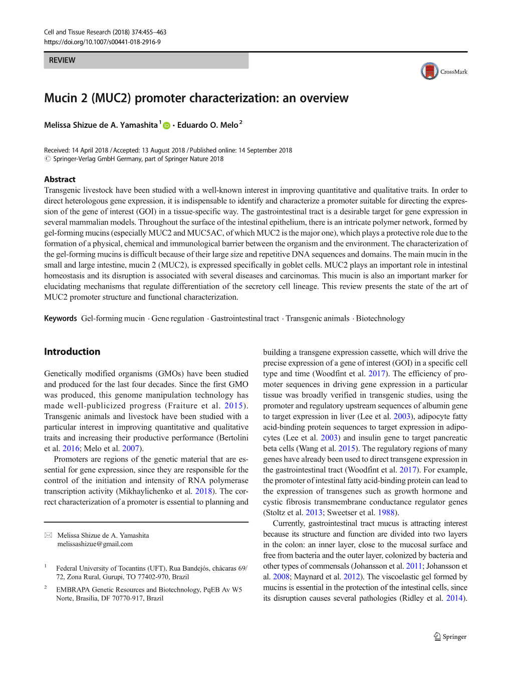 Mucin 2 (MUC2) Promoter Characterization: an Overview