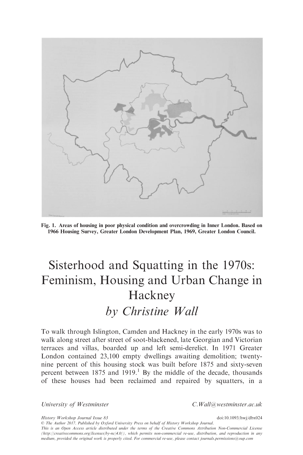 Sisterhood and Squatting in the 1970S: Feminism, Housing and Urban Change in Hackney by Christine Wall