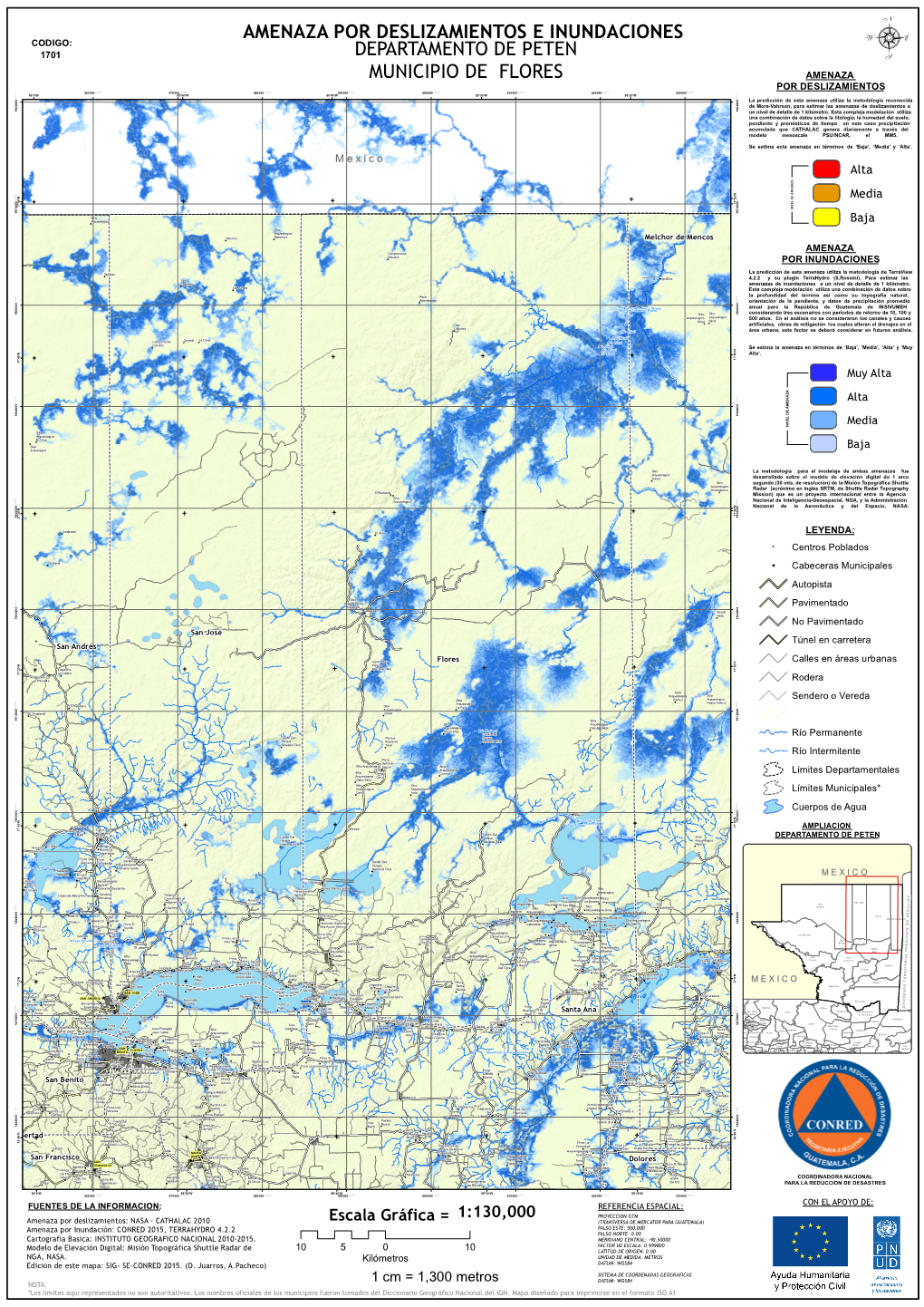 Amenaza Por Deslizamientos E Inundaciones 1701 Departamento De Peten 8 Municipio De Flores Amen Aza