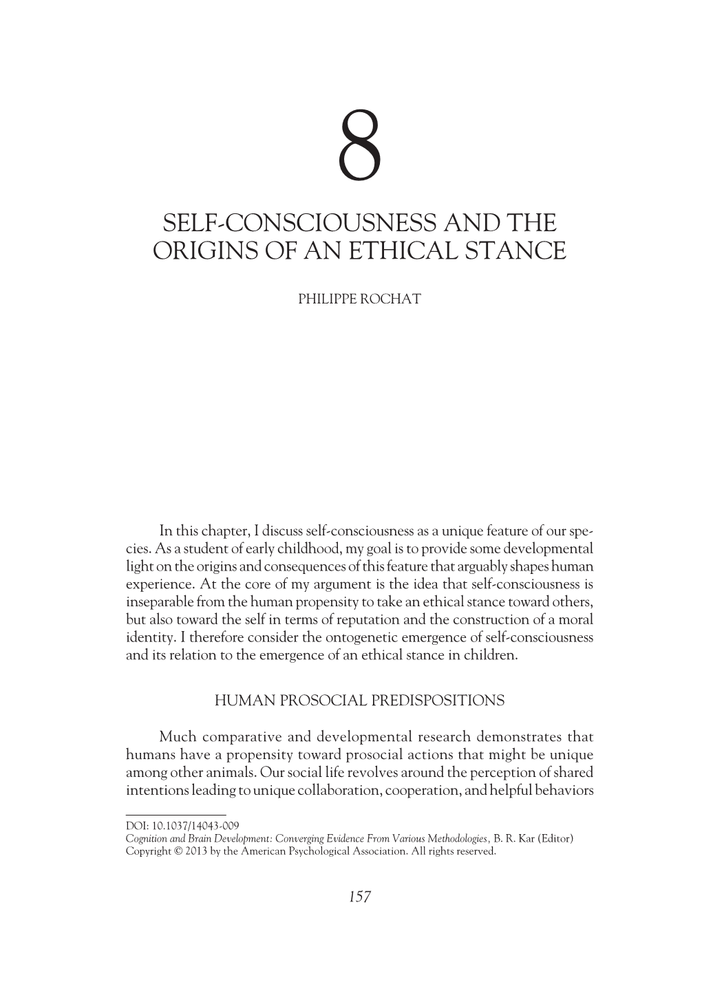 Self-Consciousness and the Origins of an Ethical Stance