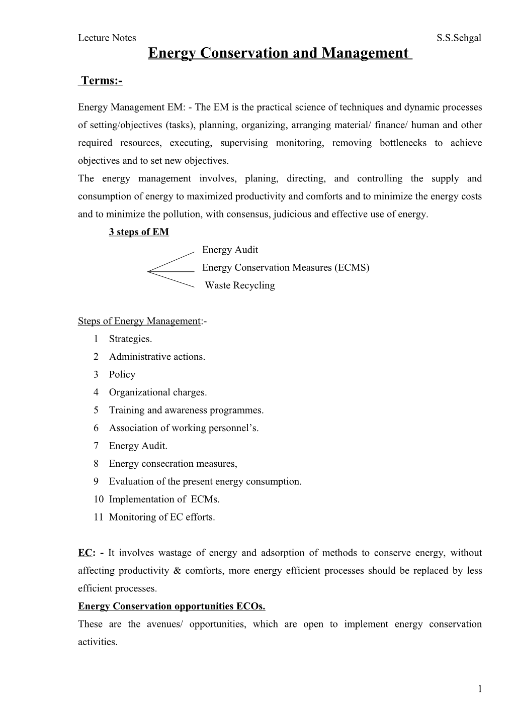 Energy Conservation and Management (AH-542)