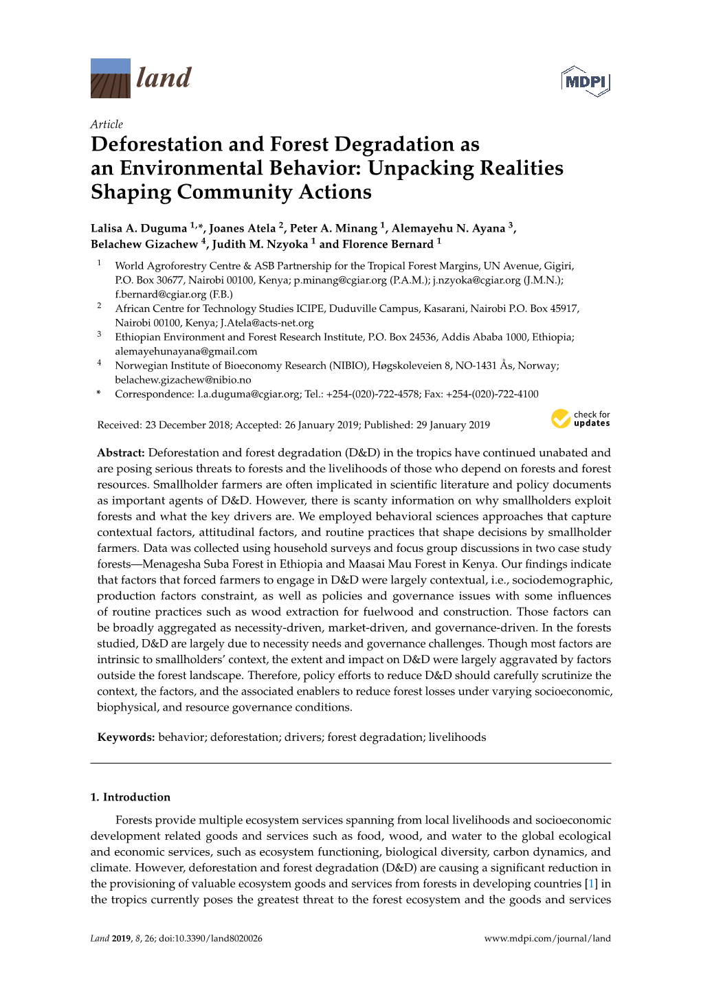 Deforestation and Forest Degradation As an Environmental Behavior: Unpacking Realities Shaping Community Actions