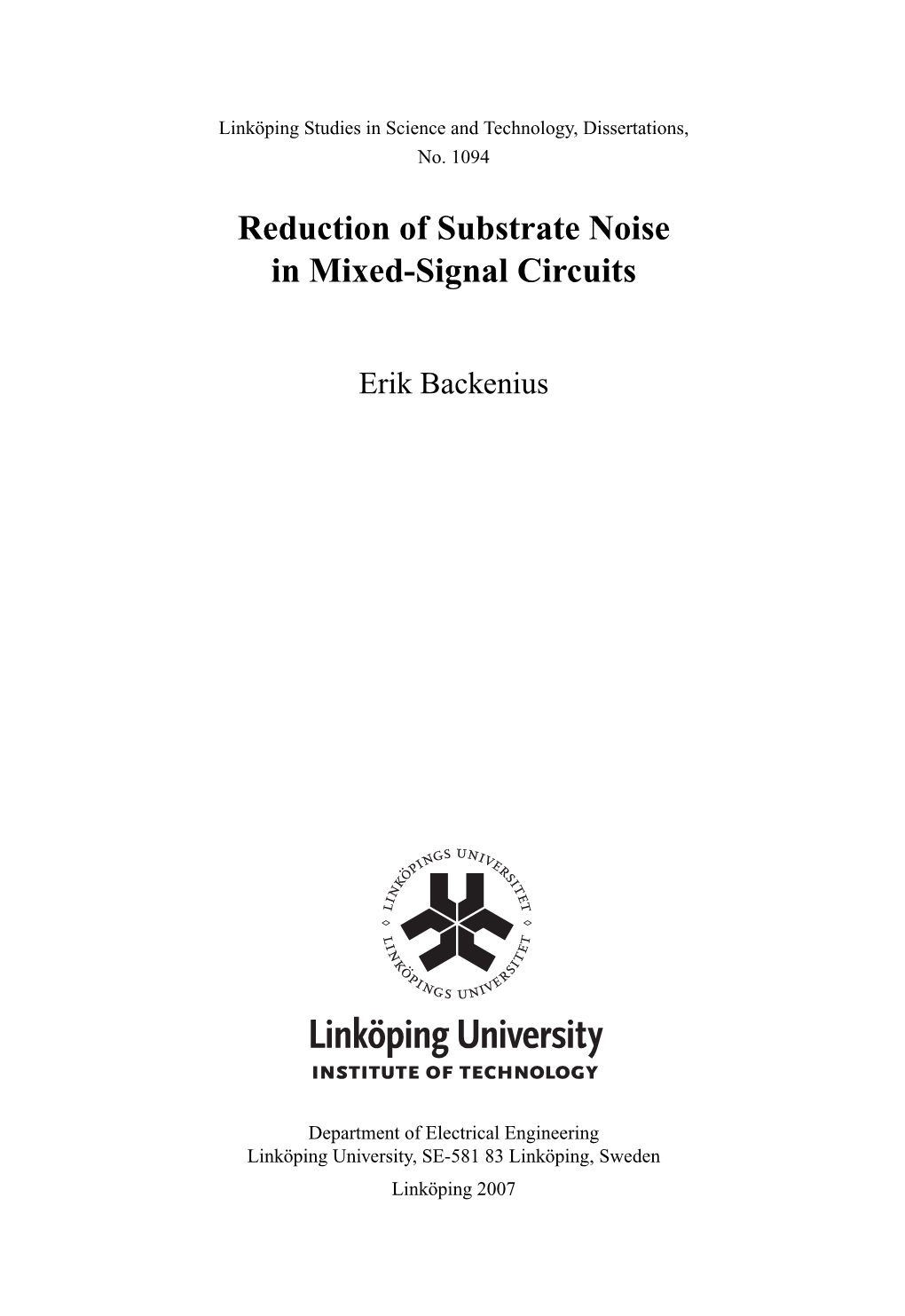 Reduction of Substrate Noise in Mixed-Signal Circuits