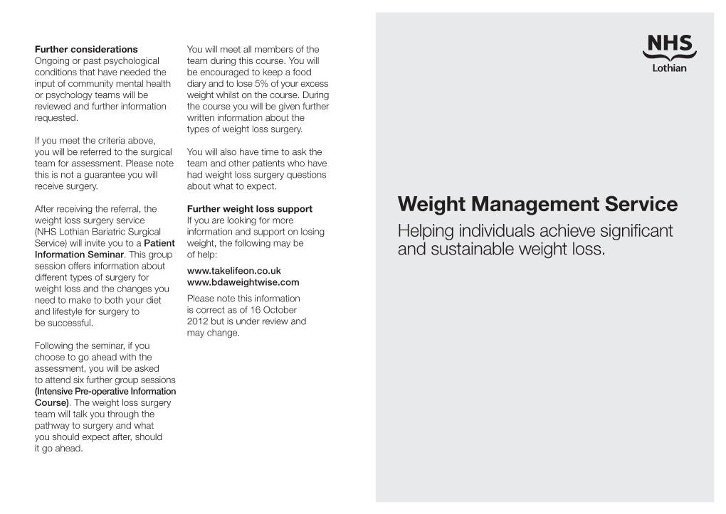 Weight Management Service