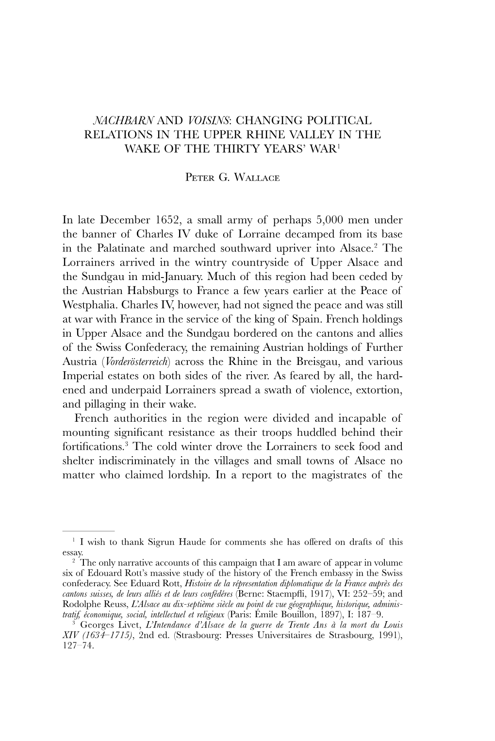 Changing Political Relations in the Upper Rhine Valley in the Wake of the Thirty Years’ War1