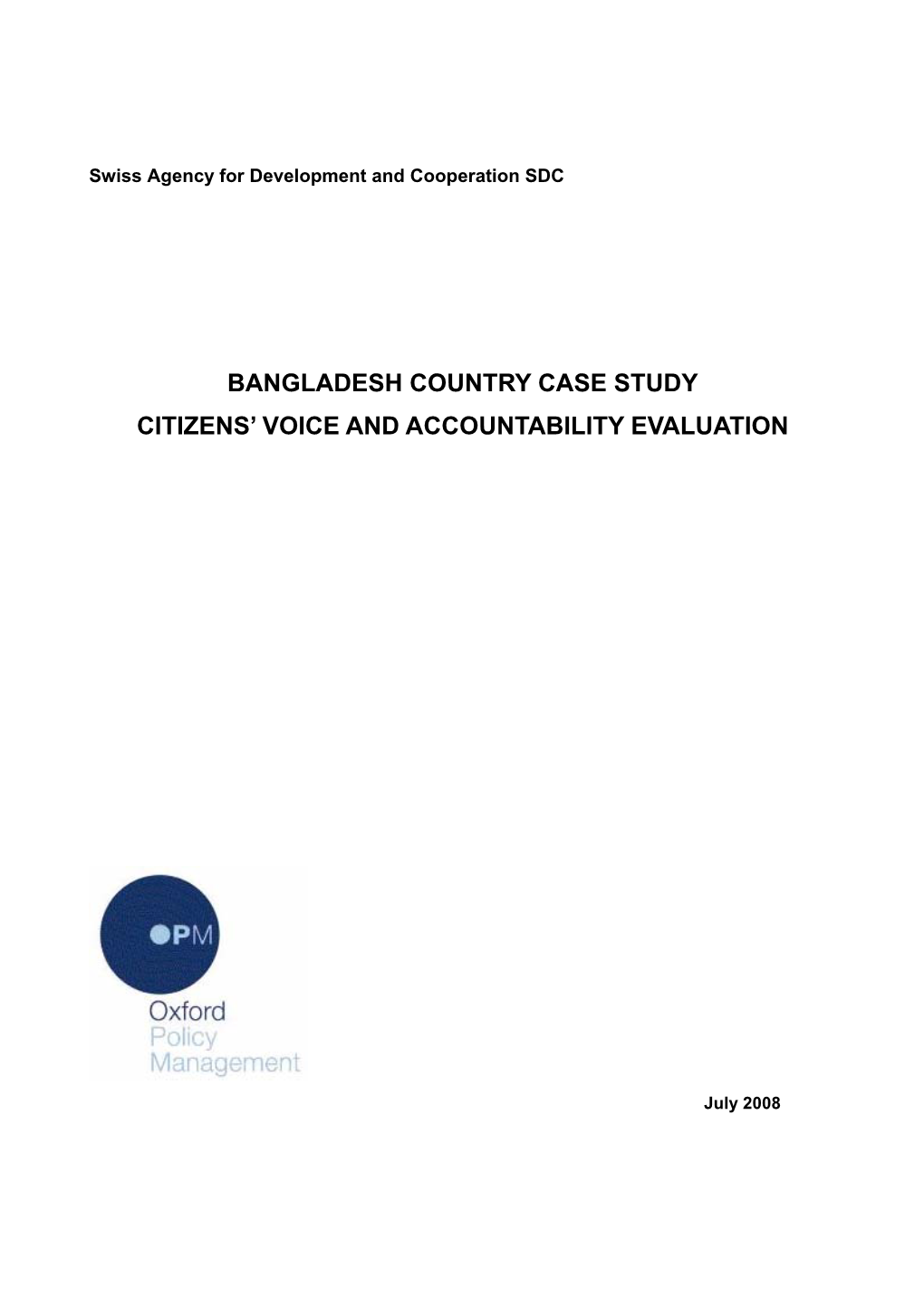 Bangladesh Country Case Study Citizens’ Voice and Accountability Evaluation