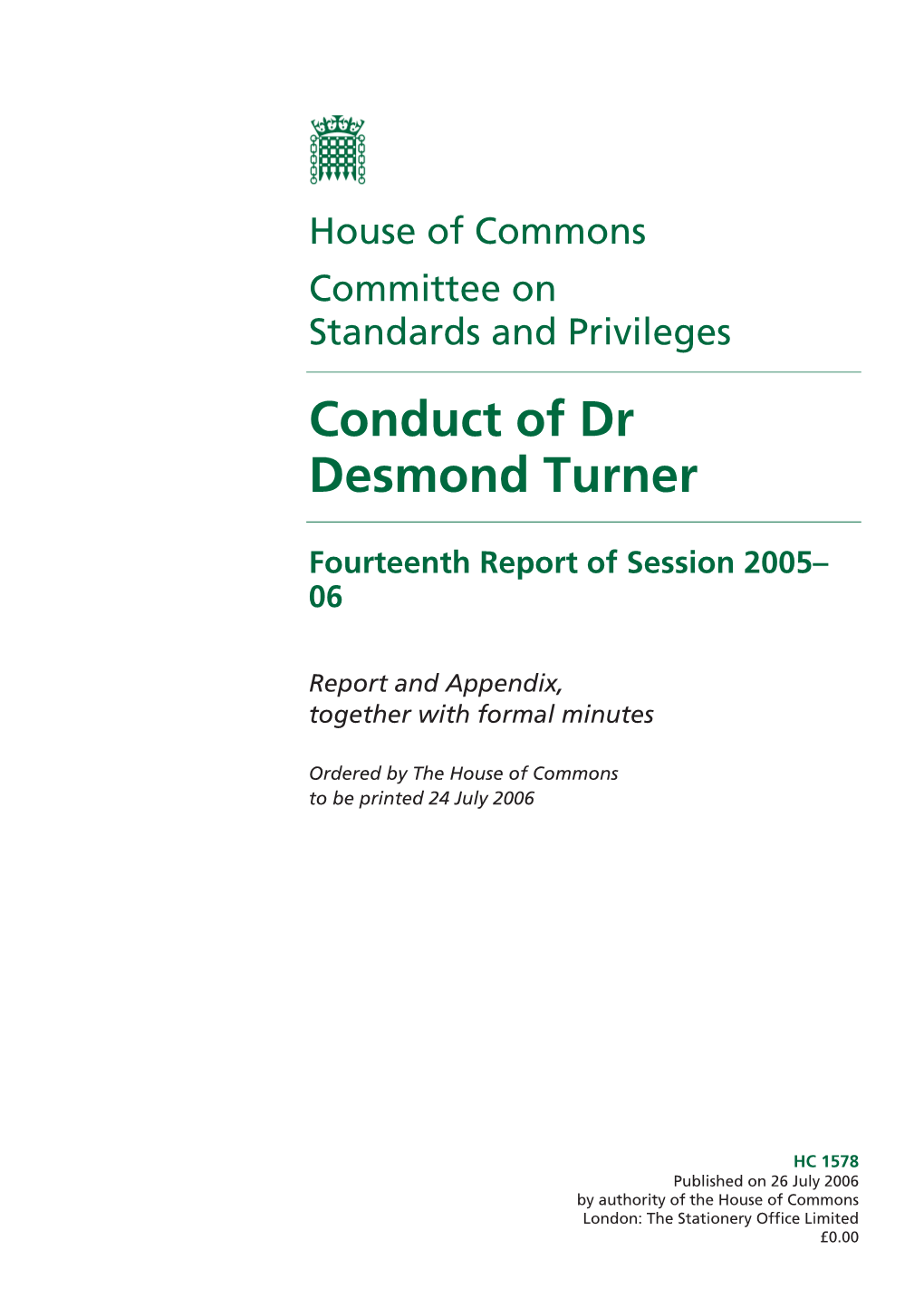 Conduct of Dr Desmond Turner