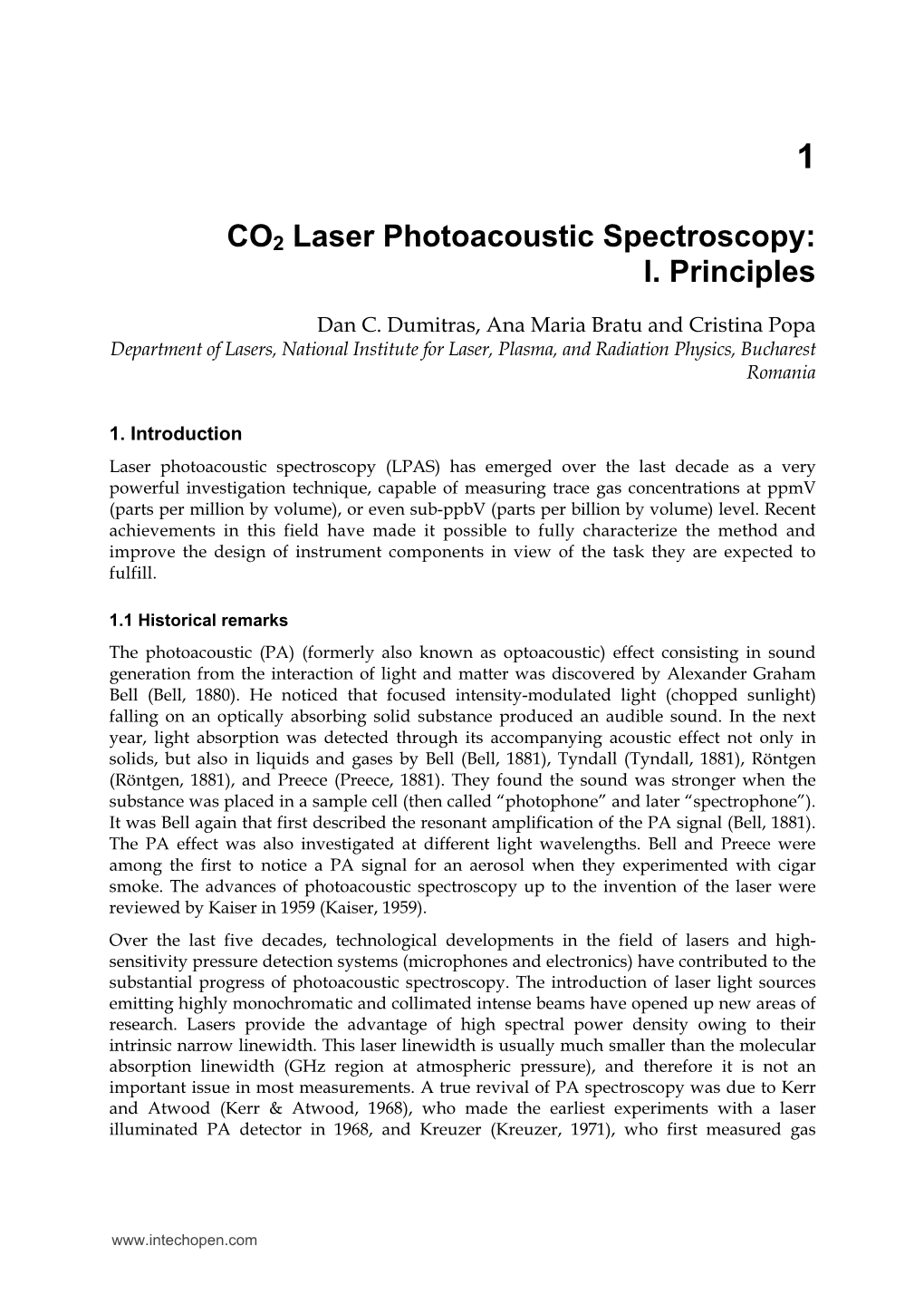 CO2 Laser Photoacoustic Spectroscopy: I. Principles