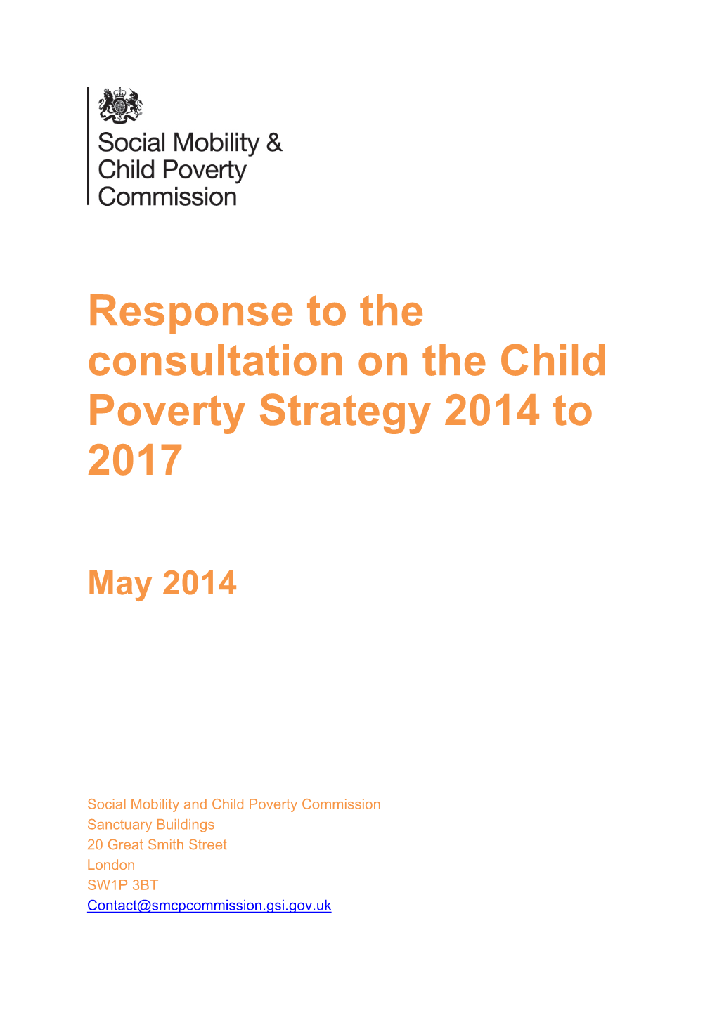 Response to the Consultation on the Child Poverty Strategy 2014 to 2017